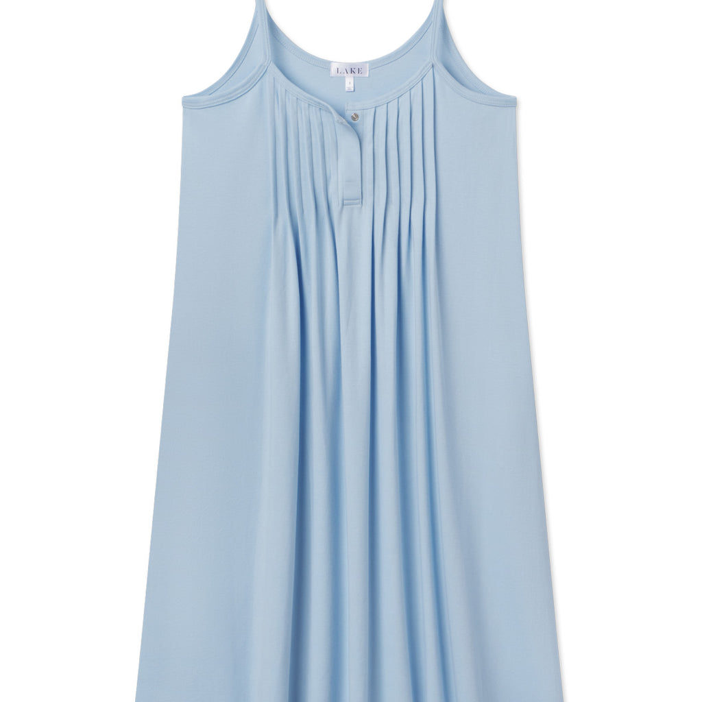 Maternity Pima Pleat Neck Nightgown in French Blue — XXS