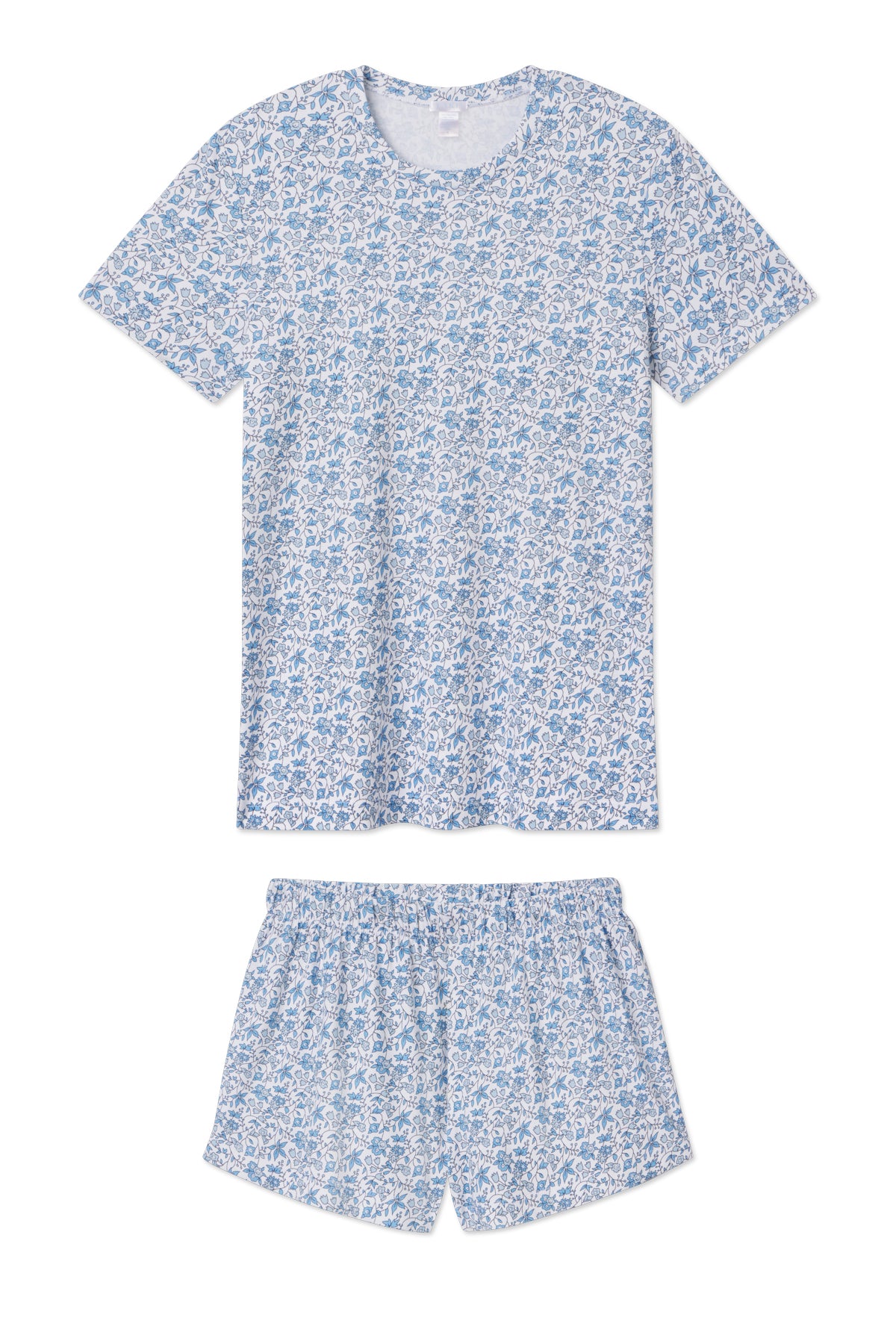 LAKE | Women | Pima Cotton Pajamas | Delft Blue Garden Floral Crew