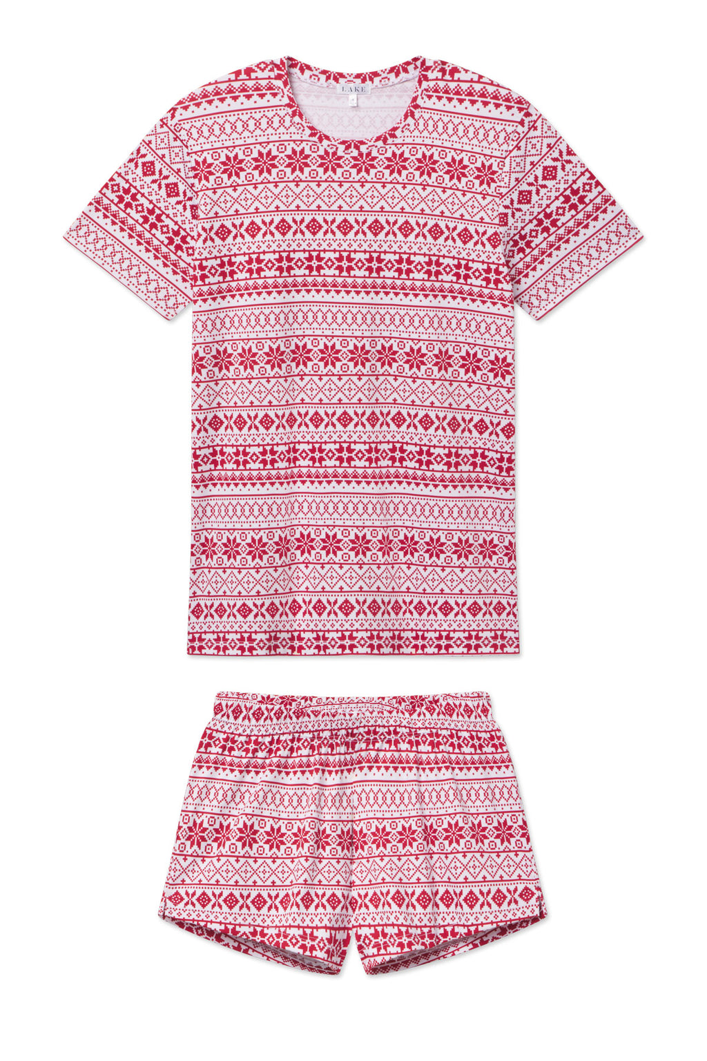 Pima Crew Shorts Set in Classic Red Fair Isle - Featured Image 4