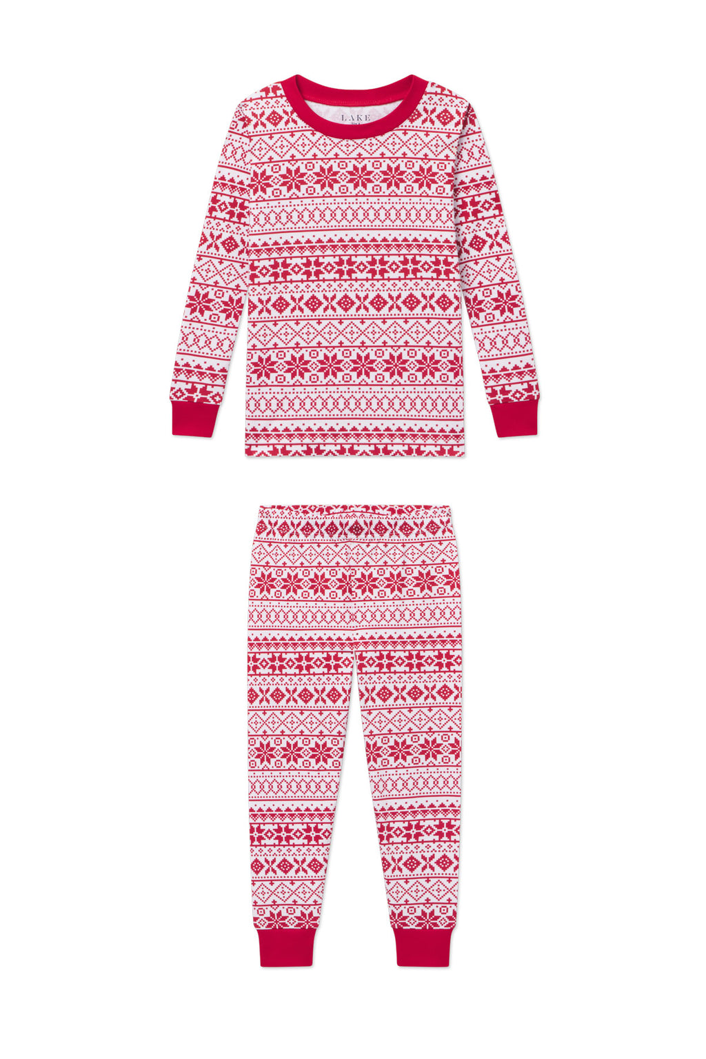 Kids Long-Long Set in Classic Red Fair Isle - Featured Image 3