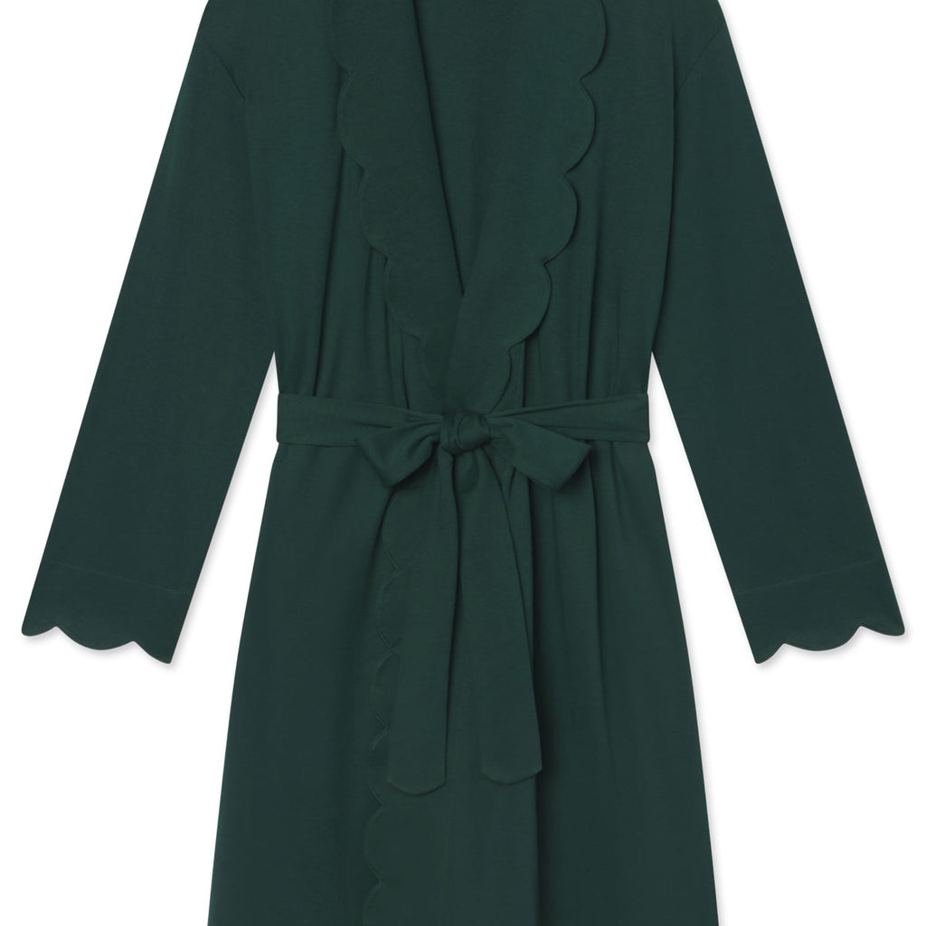 LAKE Women Pima Cotton Pajamas Conifer Scallop Robe