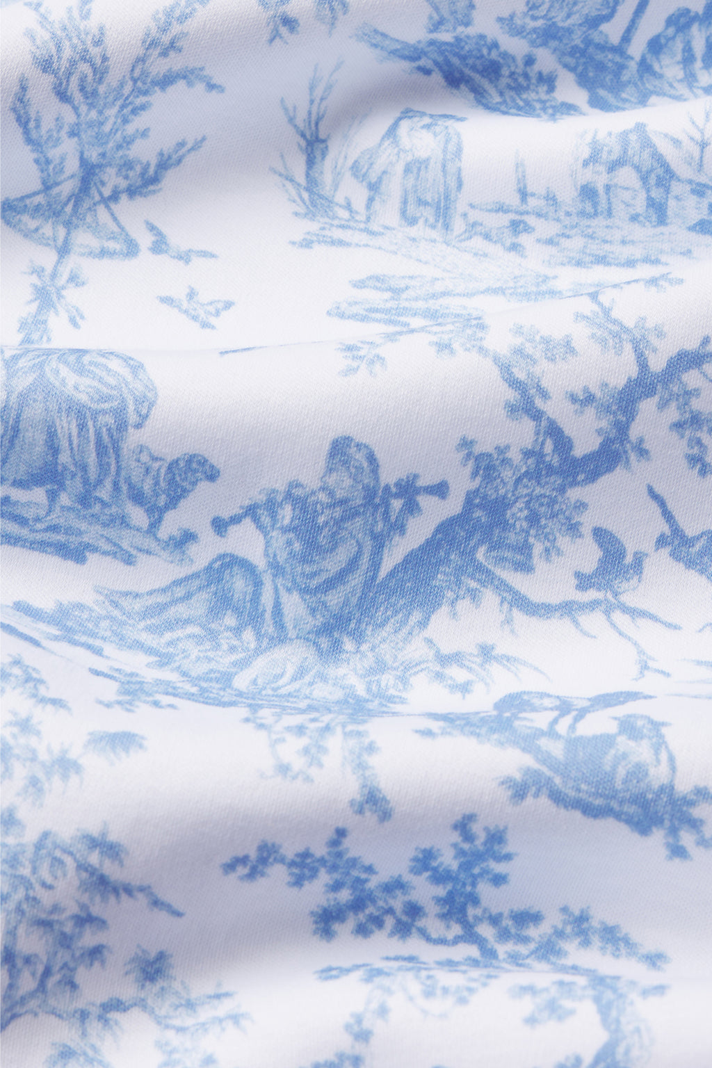 Pima Crew Wide Leg Pajama Set in Classic Blue Toile - Main Image 6