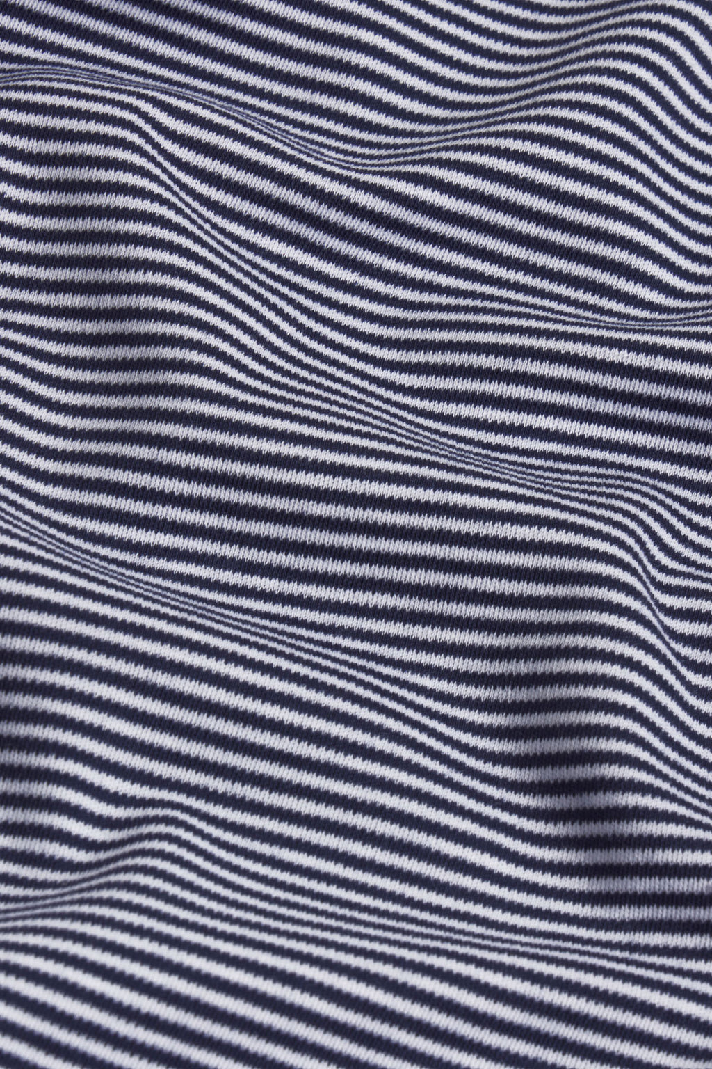 Navy and white mini striped Pima cotton fabric with textured ribbed weave.