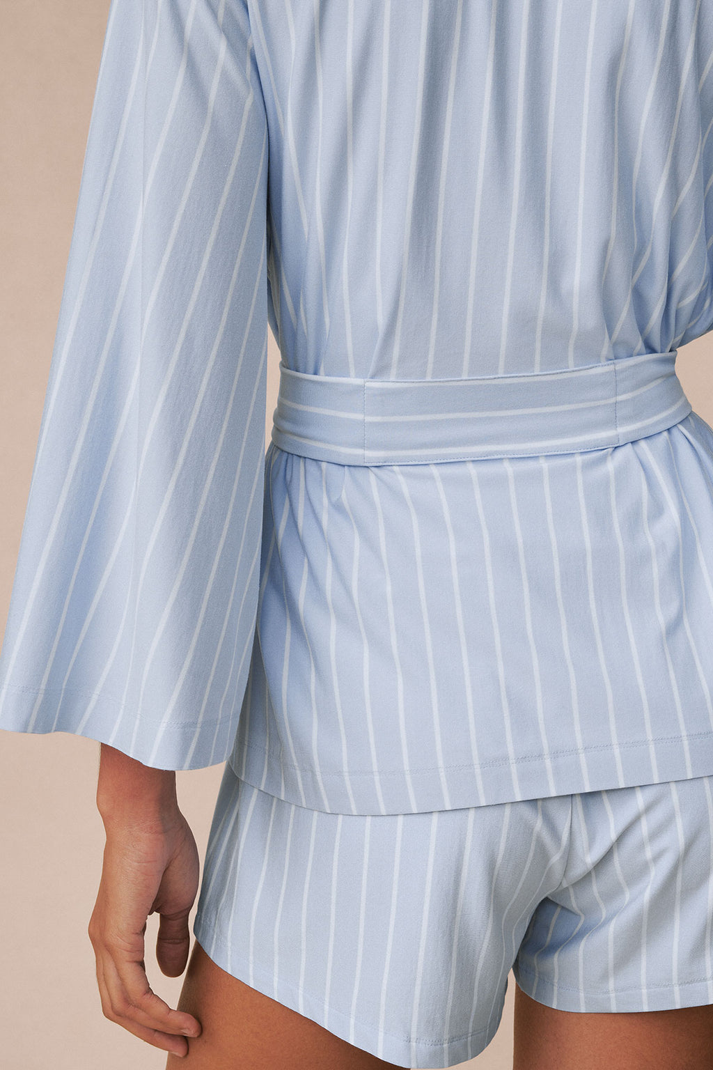 DreamModal® Kimono Shorts Three-Piece Set in Fog Vertical Stripe - Main Image 3