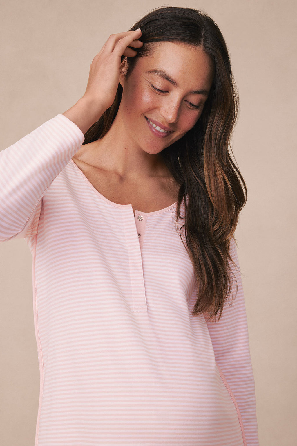 Pima Maternity Long-Long Set in English Rose Stripe - Main Image 1