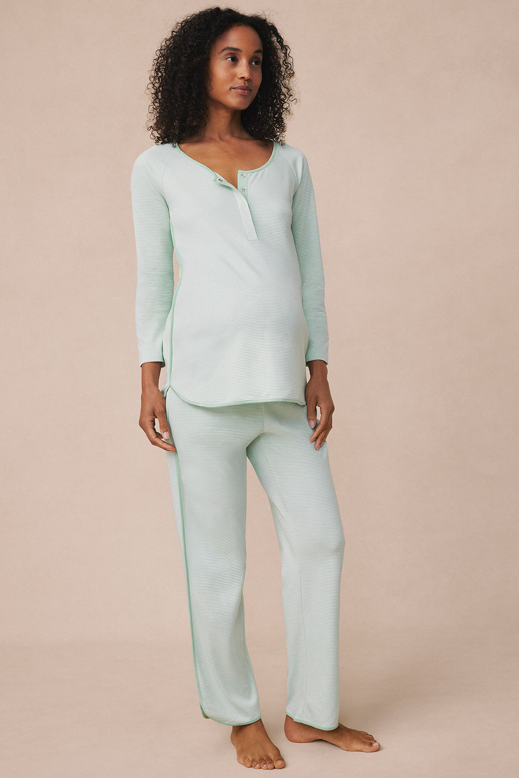 Pima Maternity Long-Long Set in Parisian Green - Main Image 3