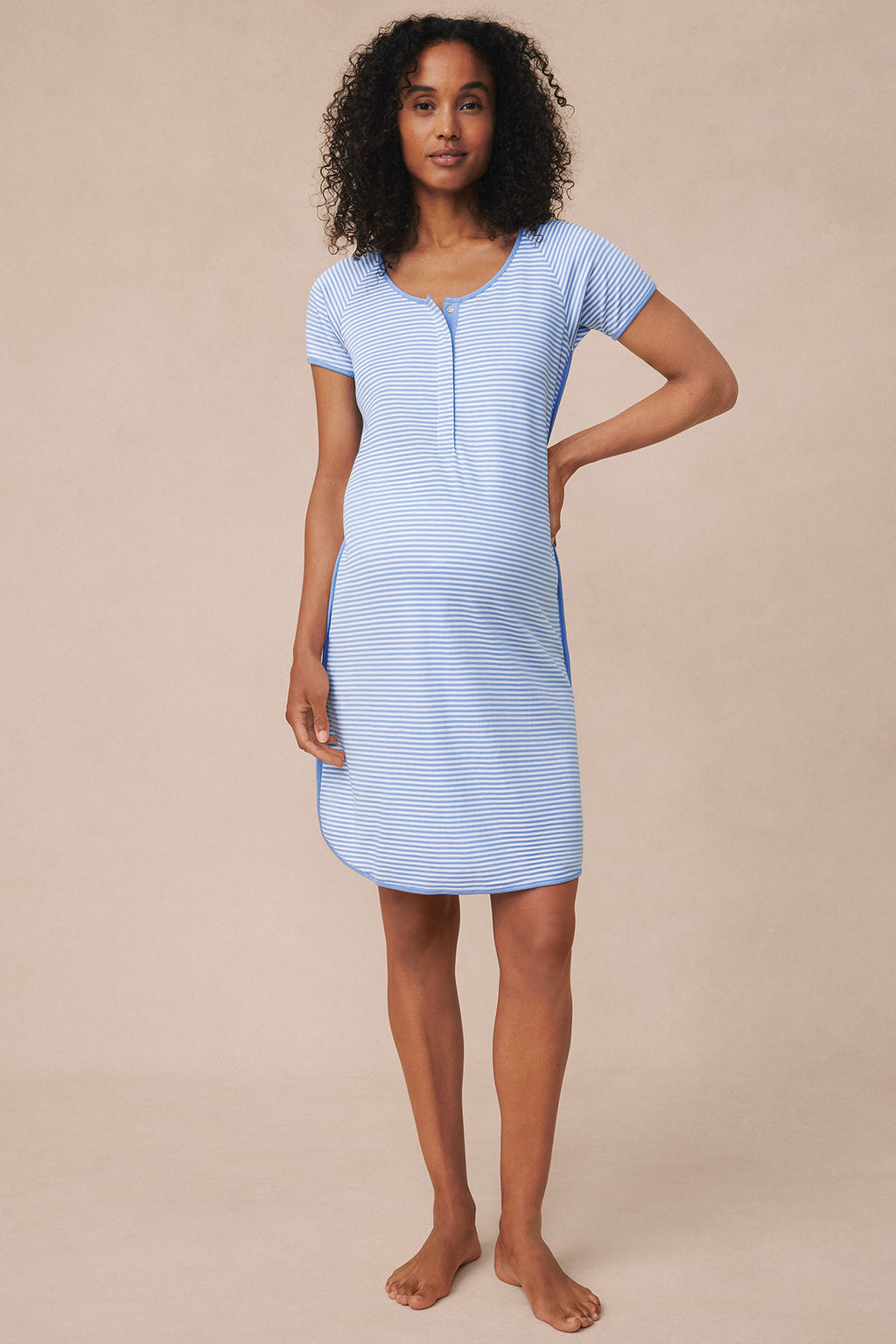 Pima Maternity Nightgown in Hydrangea - Main Image 3