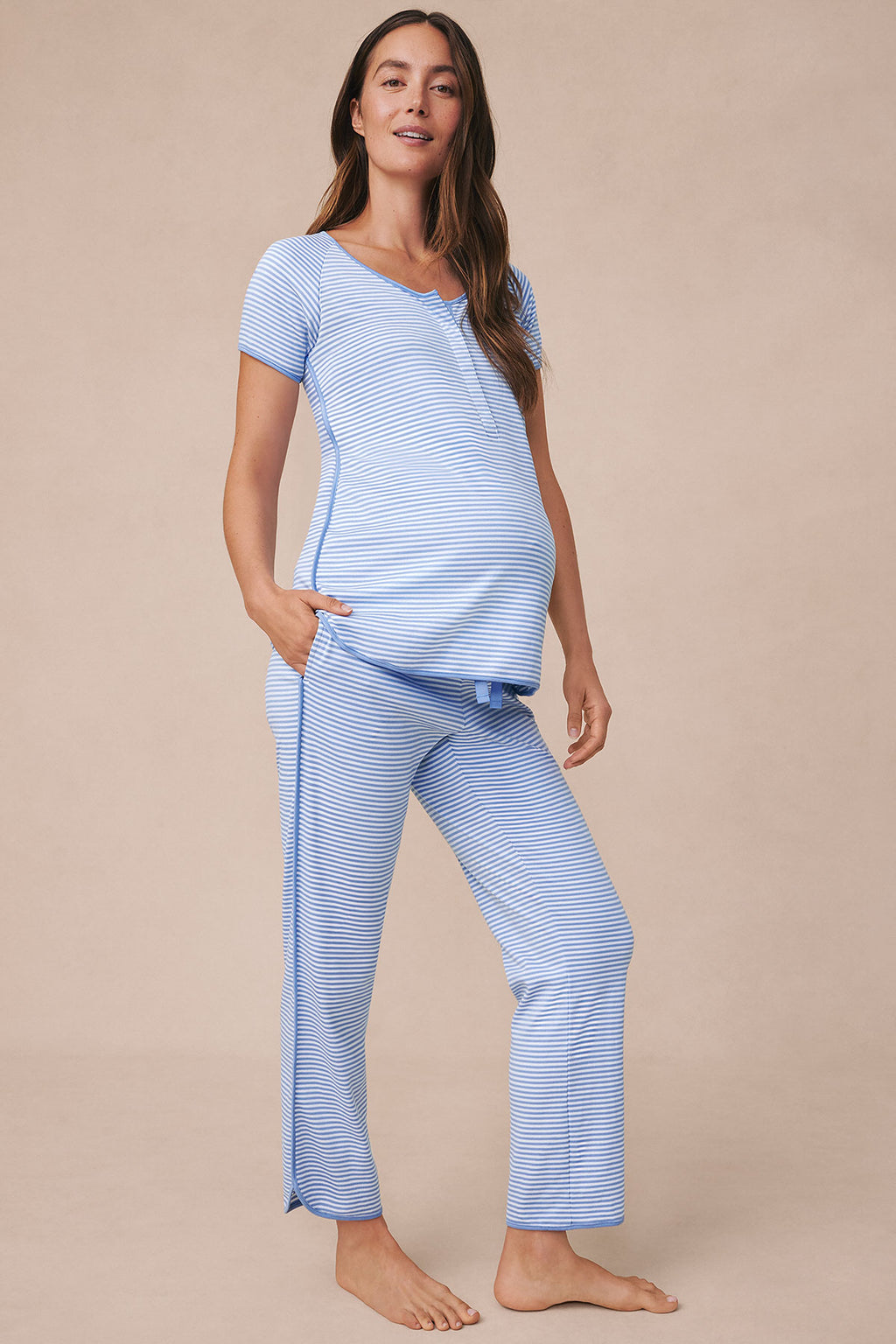 Pima Maternity Short-Long Set in Hydrangea - Main Image 4