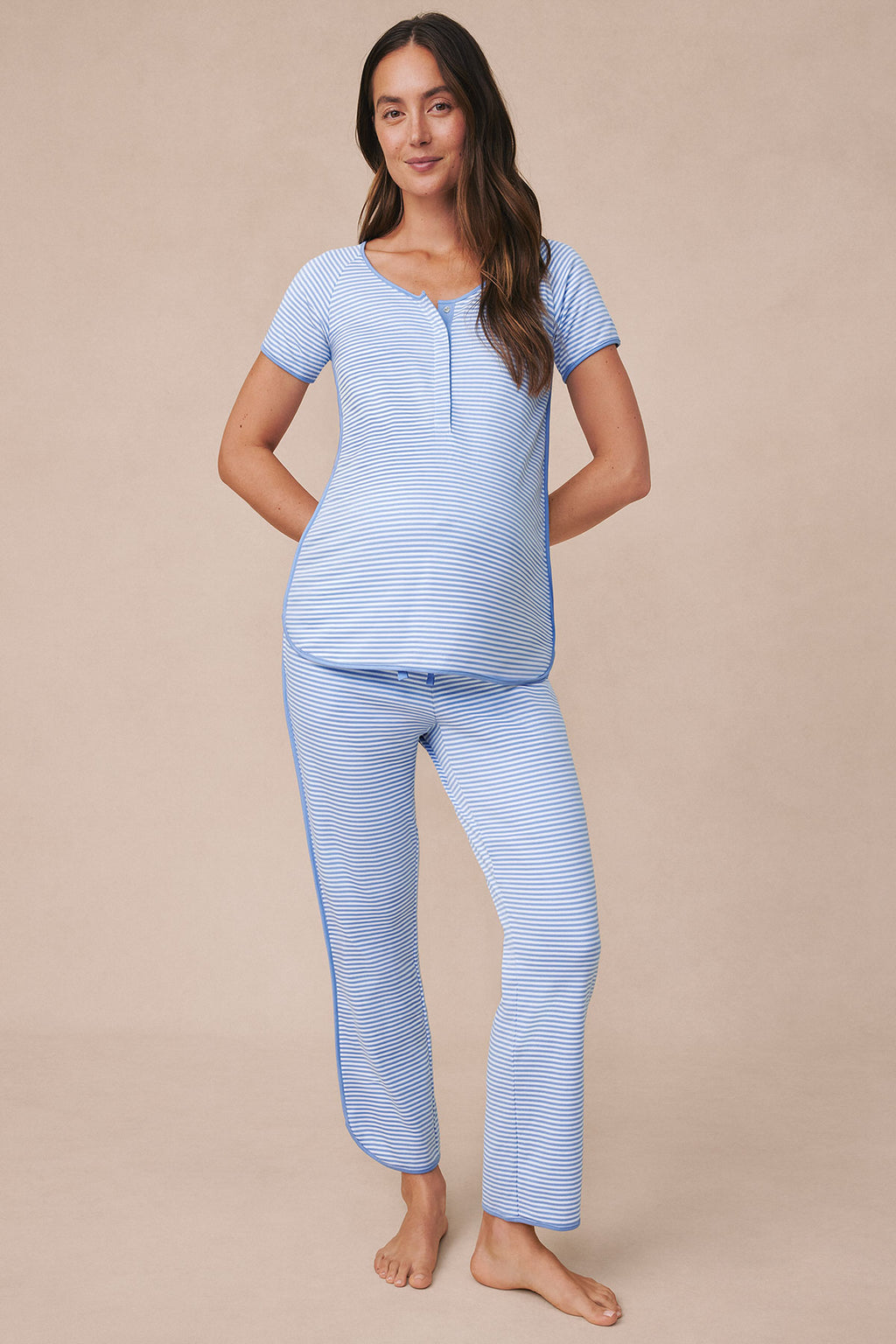Pima Maternity Short-Long Set in Hydrangea - Main Image 1