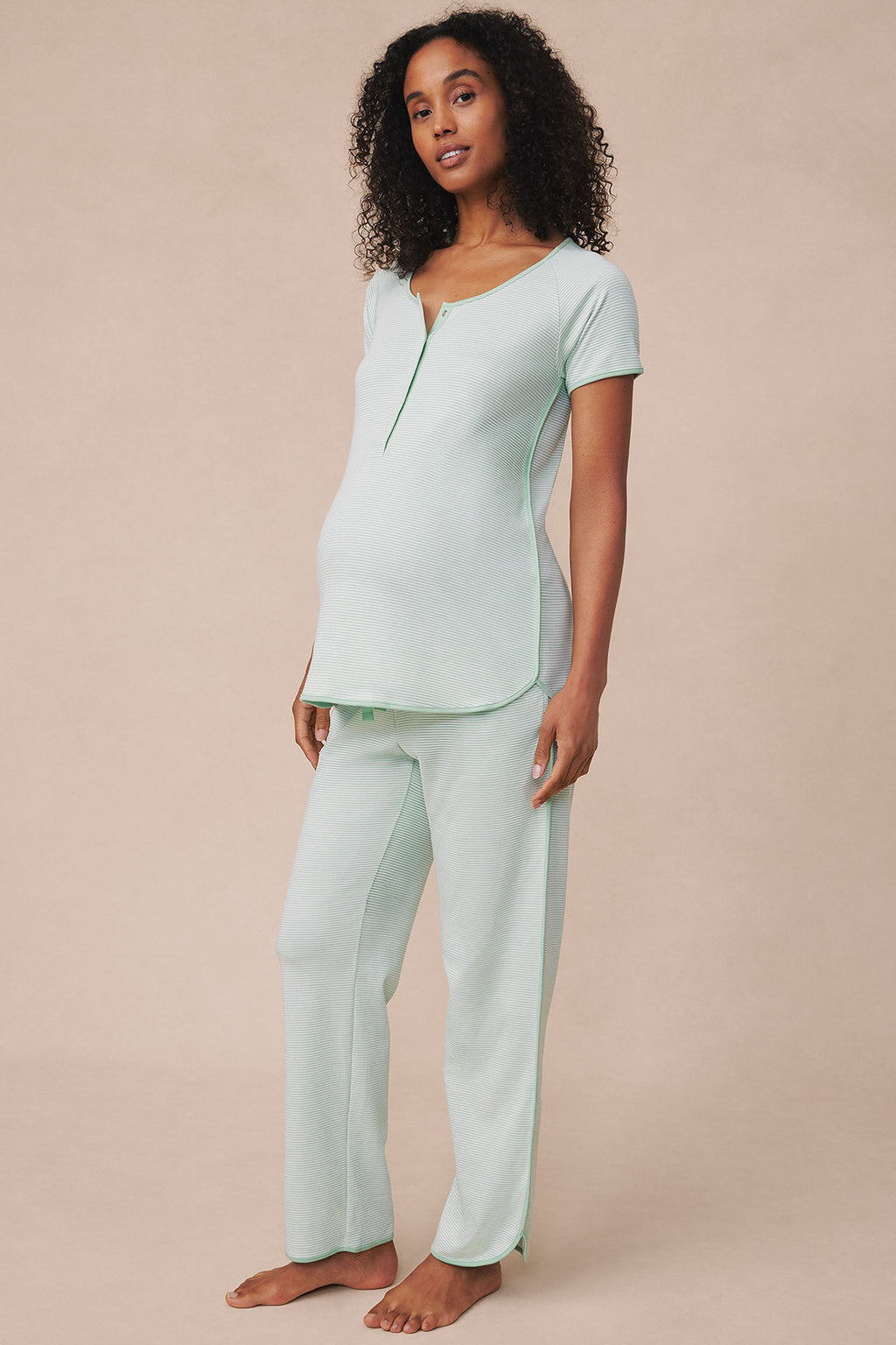 Pima Maternity Short-Long Set in Parisian Green - Main Image 3