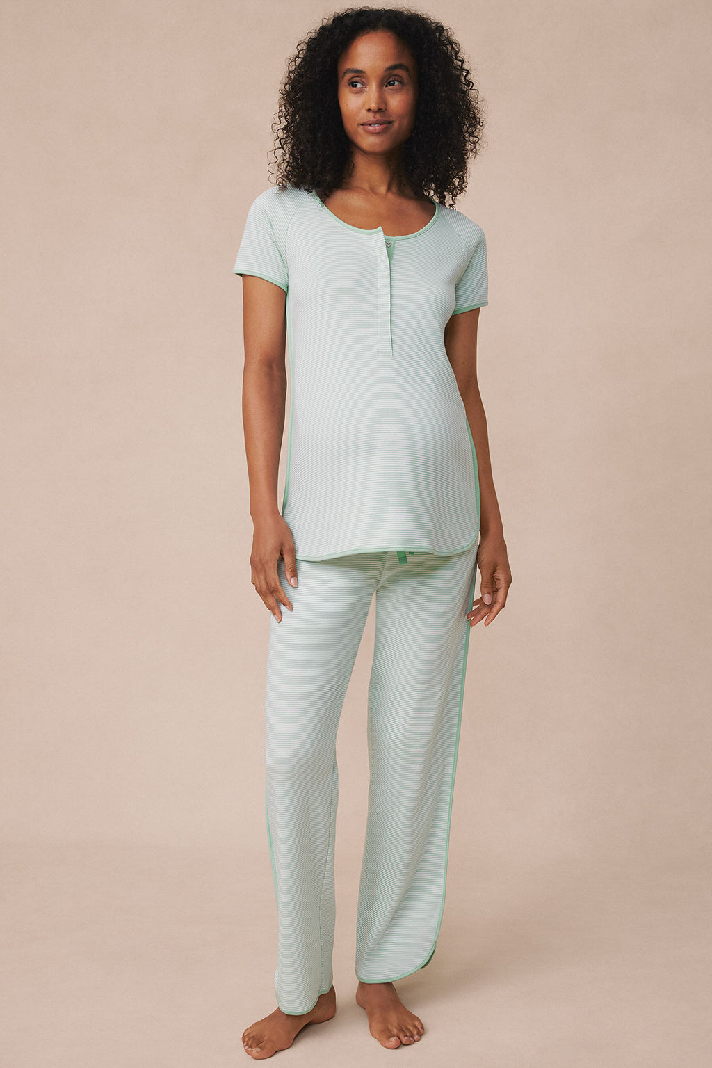 Pima Maternity Short-Long Set in Parisian Green - Main Image 1
