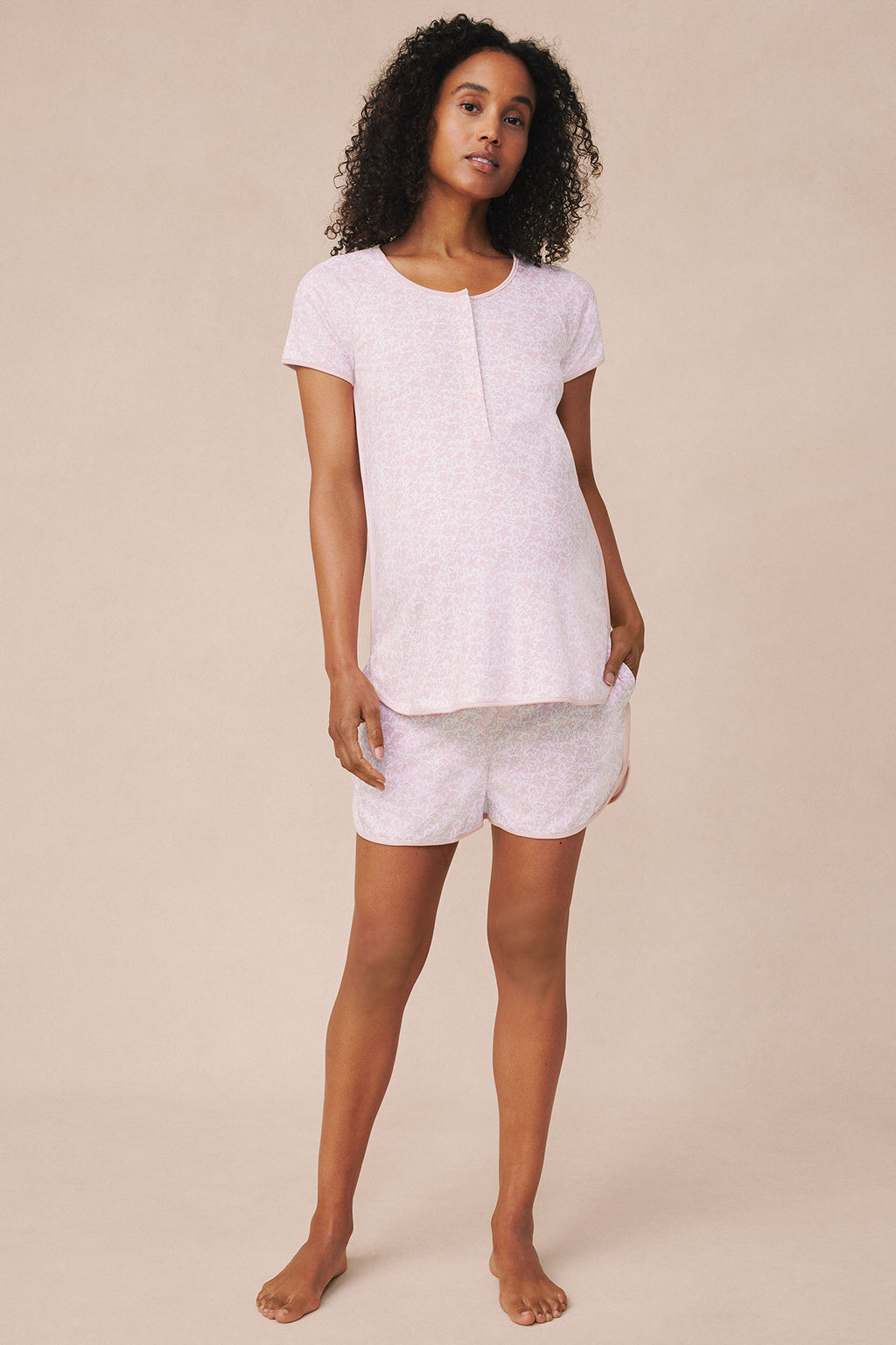 Pima Maternity Shorts Set in English Rose Garden Floral - Main Image 1