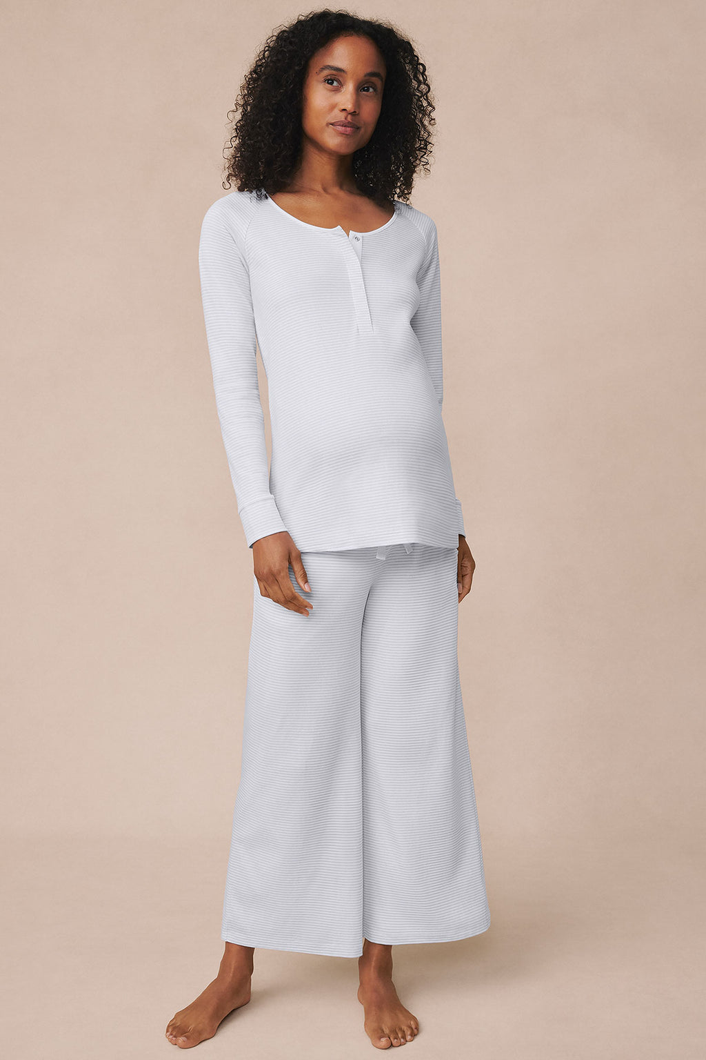 Pima Maternity Wide Leg Pajama Set in French Blue - Main Image 1