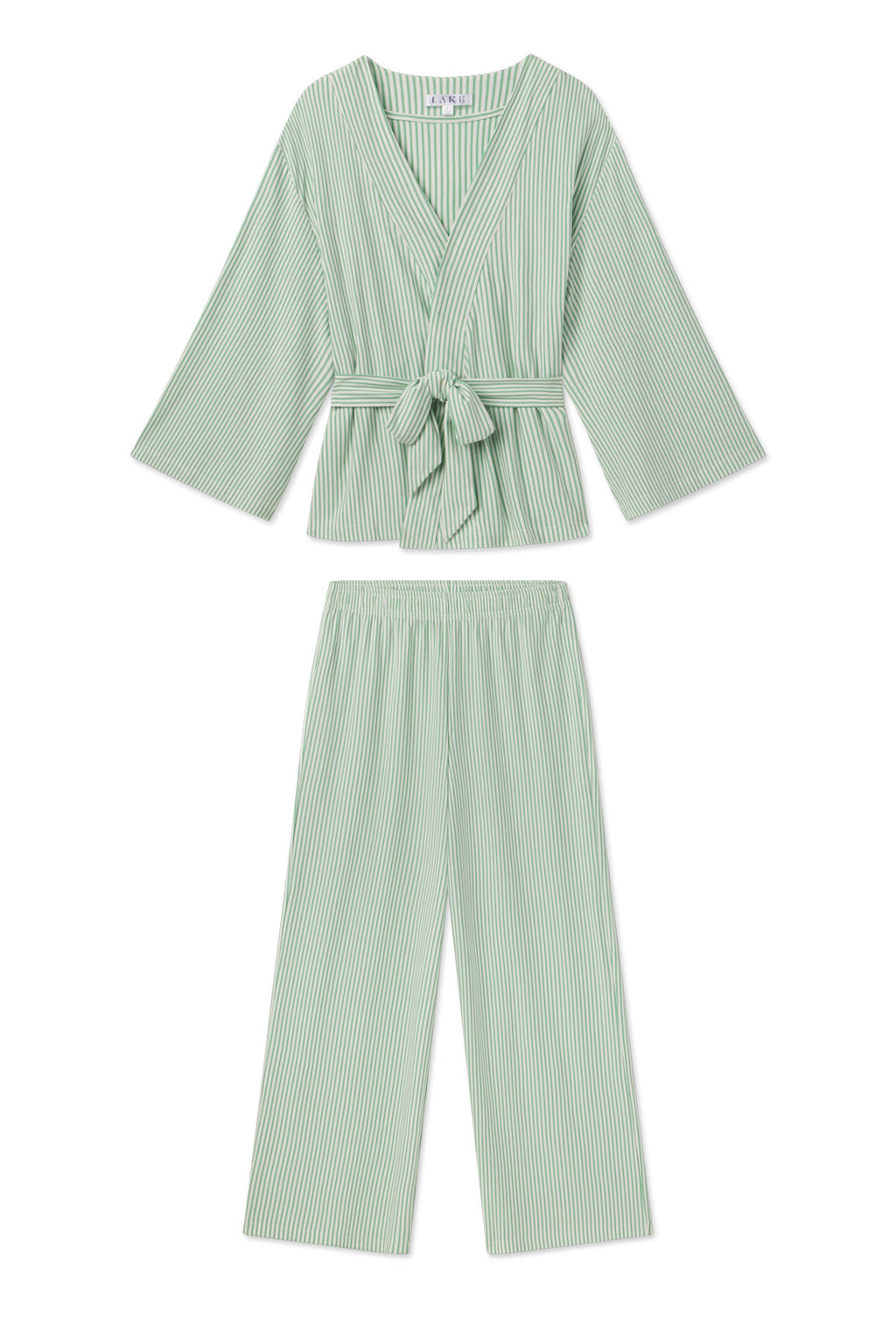 DreamModal Kimono Pajama Set in Clover Leaf Pencil Stripe - Main Featured Image