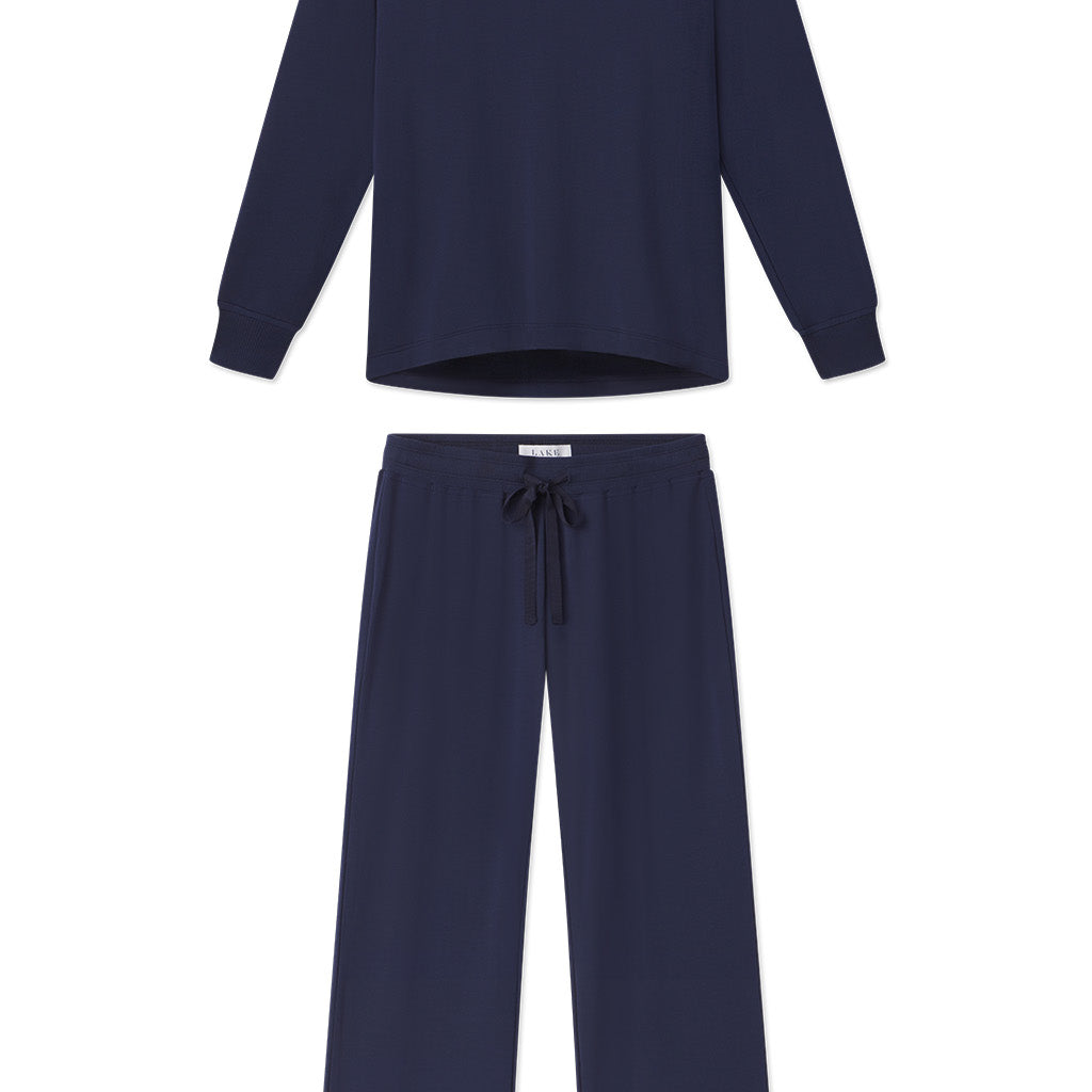 LAKE Pajamas Relax Pants Set in English Navy XXS