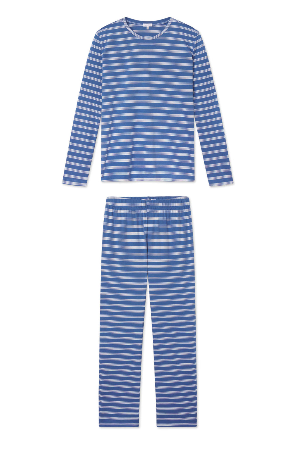Pima Crew Long-Long Set in Seaport Triple Stripe - Featured Image 3