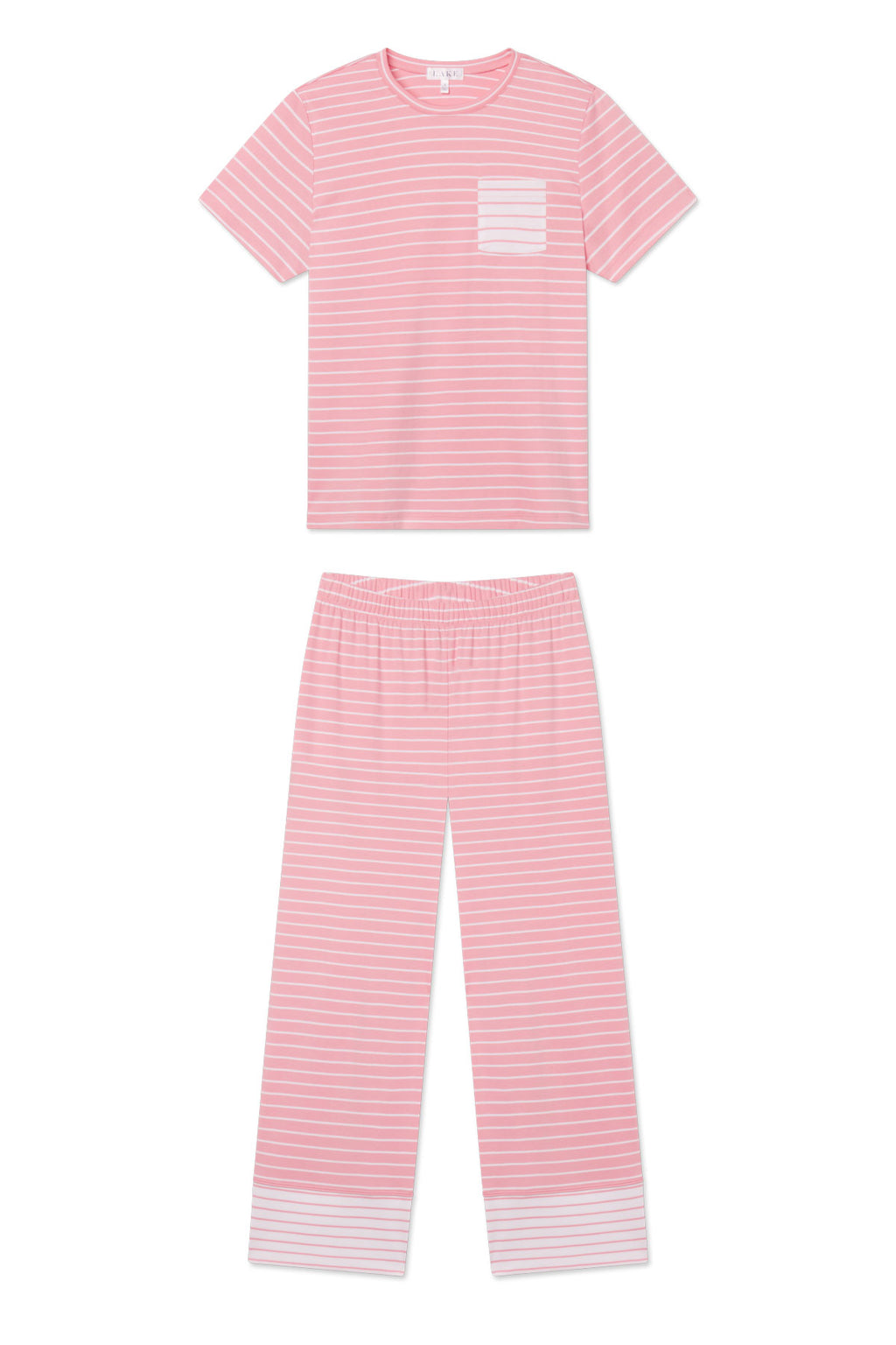 Pima Crew Wide Leg Pajama Set in Rosewater Rowing Stripe - Featured Image 4