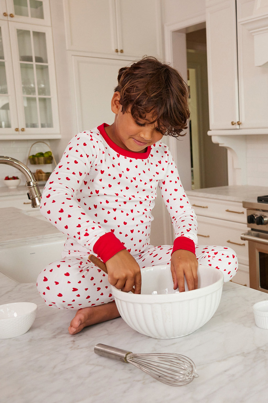Kids Long-Long Set in Red Mini Heart - Main Image 3