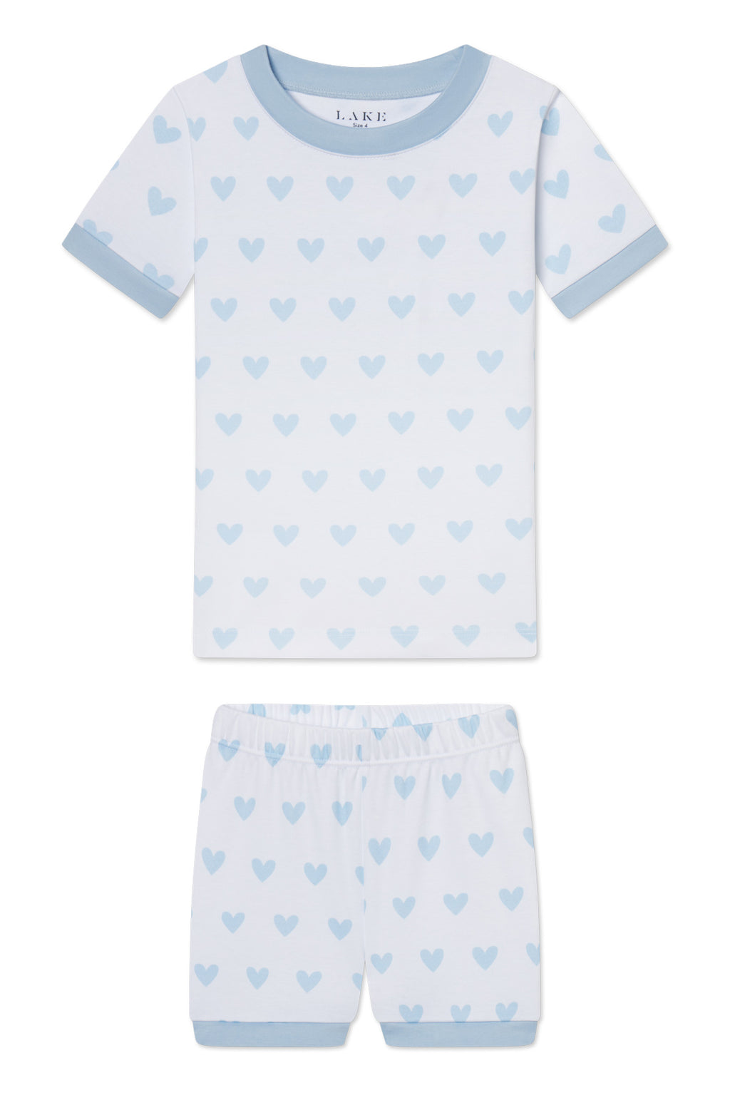 Kids Shorts Set in French Blue Heart - Main Featured Image