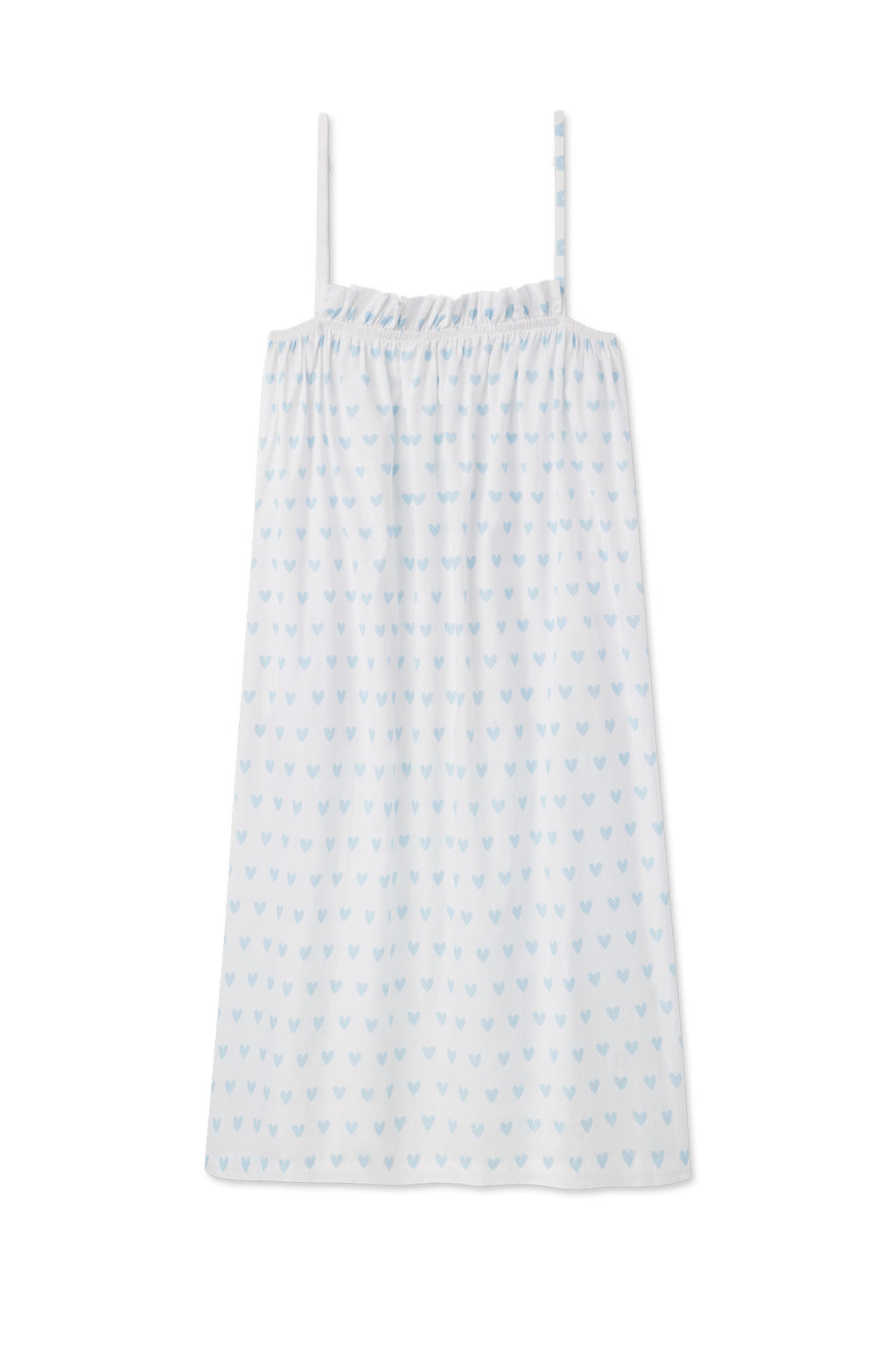 Poplin Ruffle Midi Nightgown in French Blue Heart - Main Featured Image