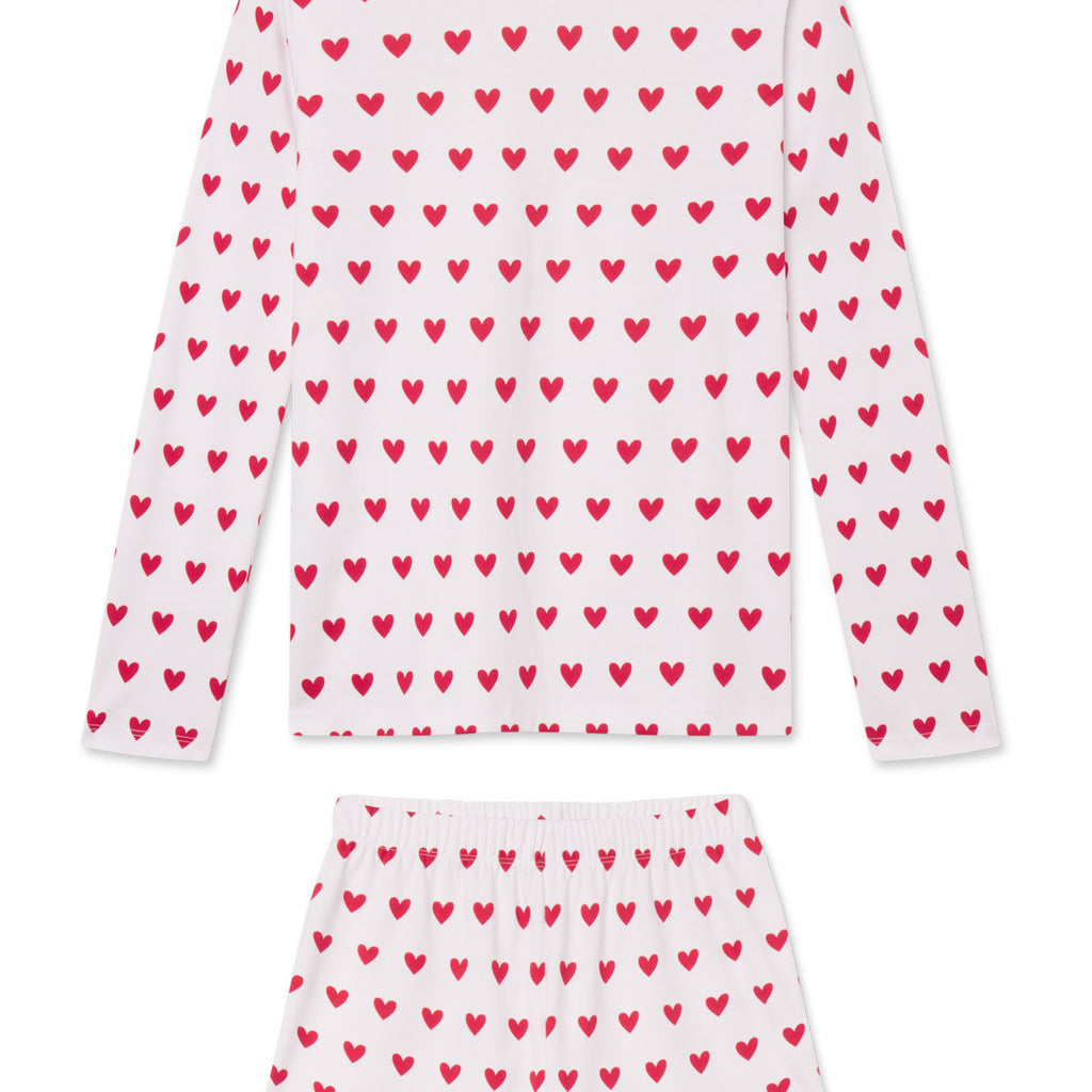 Pima Crew Long-Short Set in Classic Red Heart