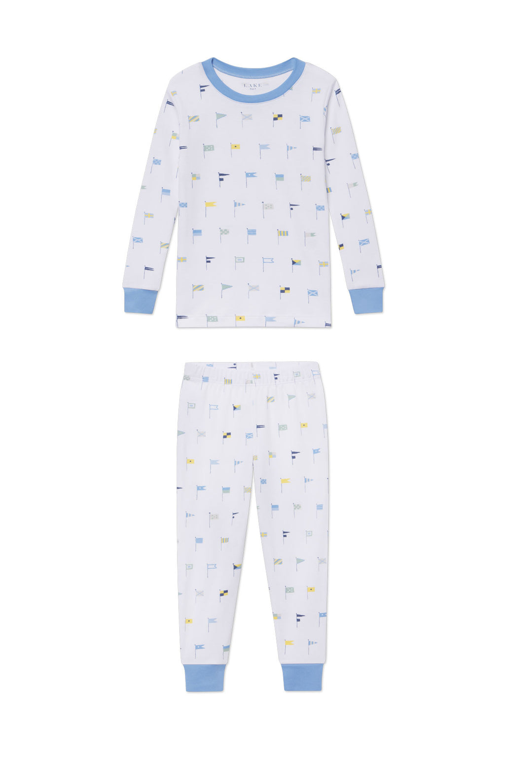 Kids Long-Long Set in Baltic Blue Nautical Flags - Main Featured Image