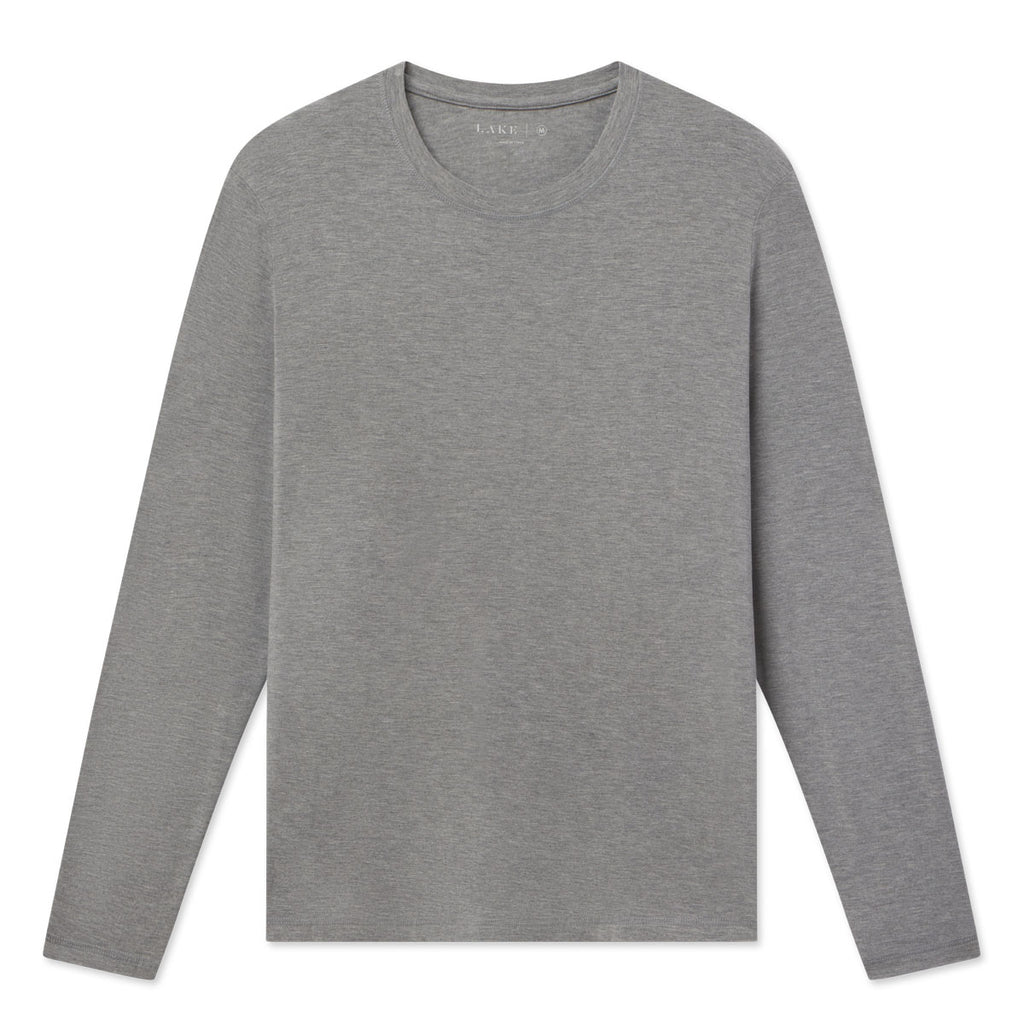 Men's Long Sleeve Bamboo Tee in Heather Gray — XS