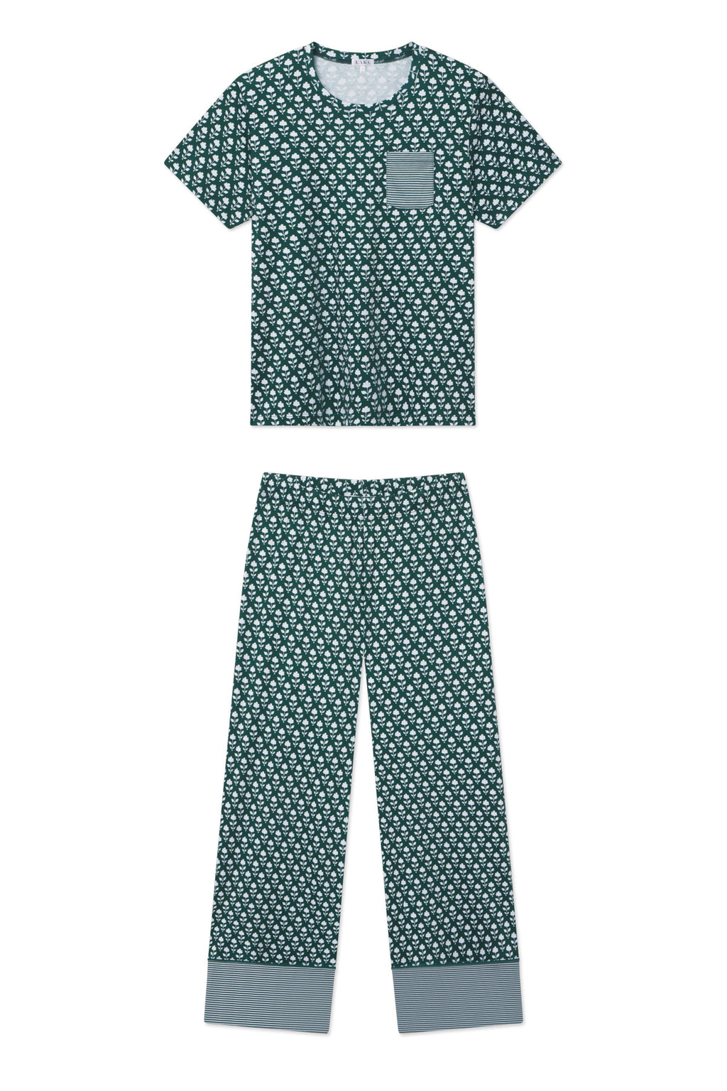 Pima Crew Wide Leg Pajama Set in Frasier Bloom - Featured Image 5