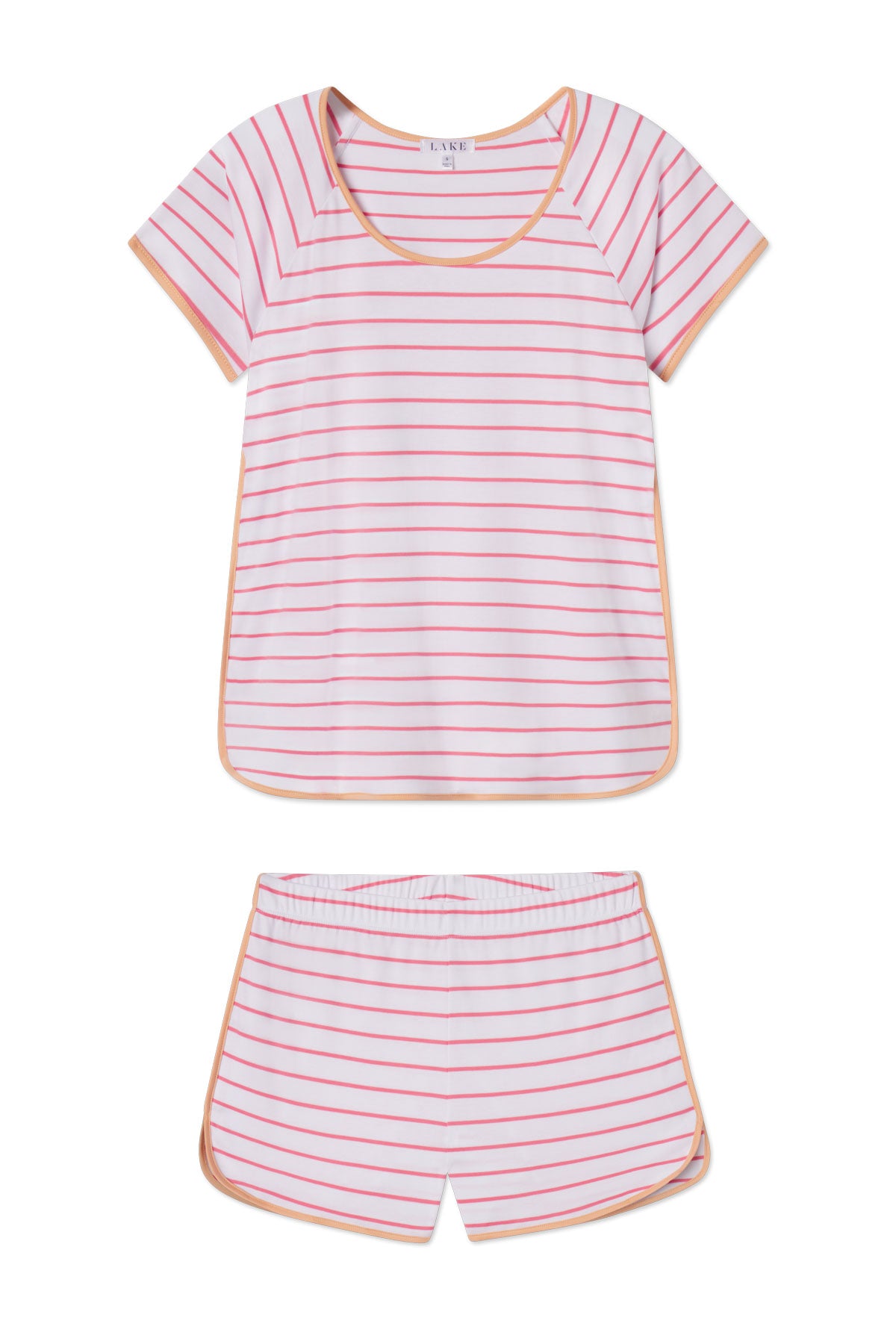 Pima Shorts Set in Sunkissed Coral Club Stripe