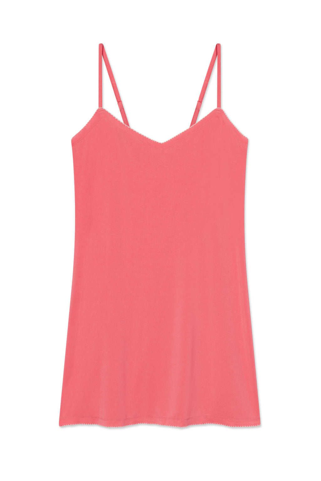 The DreamModal Cami Nightgown in Winterberry is a sleeveless, pink nightgown featuring adjustable spaghetti straps and a subtly flared hem, shown against a white background.