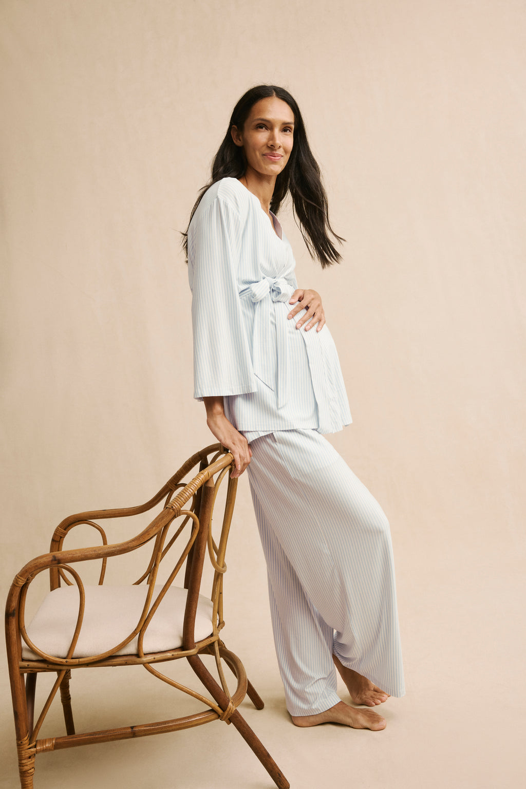 Maternity DreamModal Kimono Three-Piece Set in Fog - Main Image 1