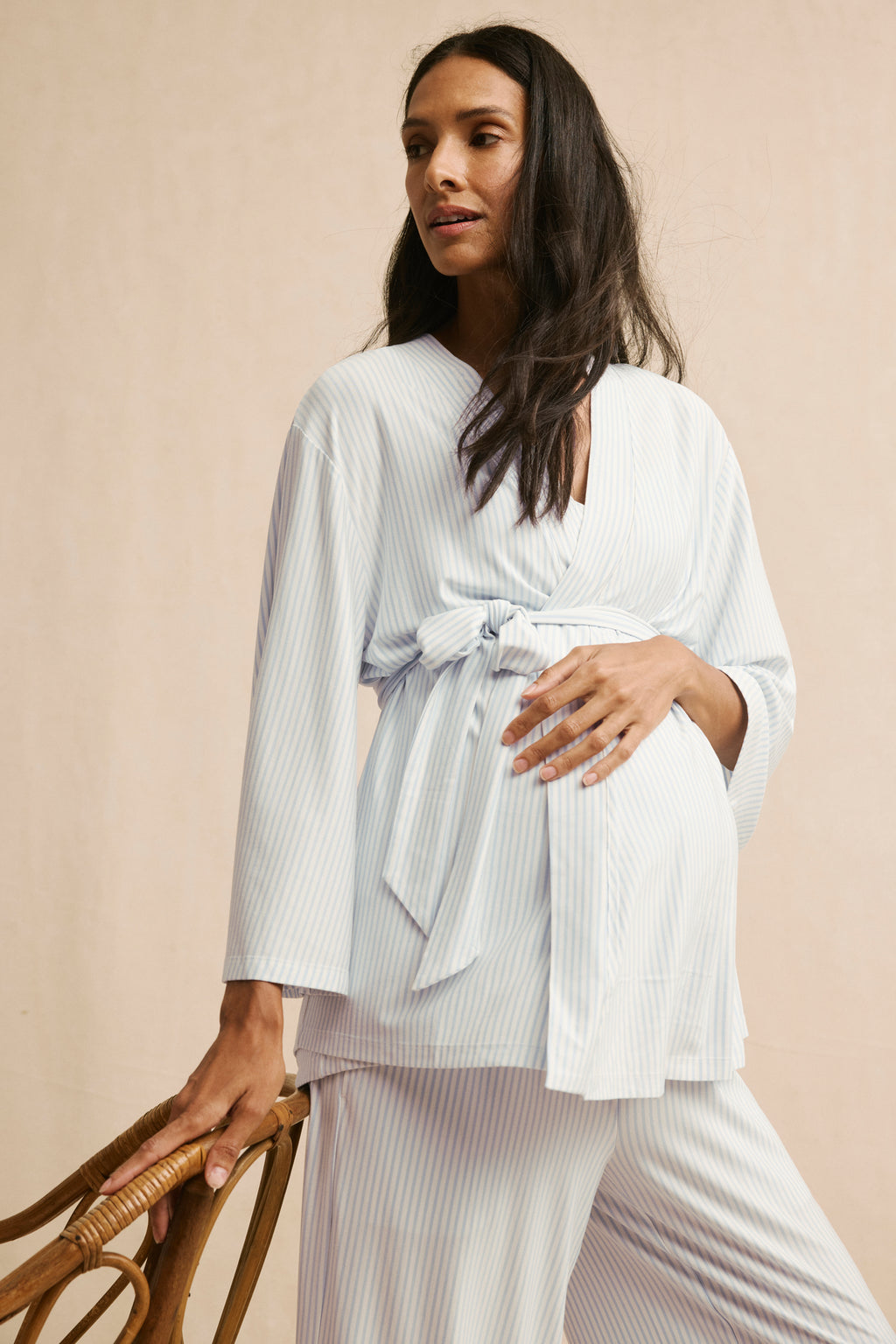 Maternity DreamModal Kimono Three-Piece Set in Fog - Main Image 2