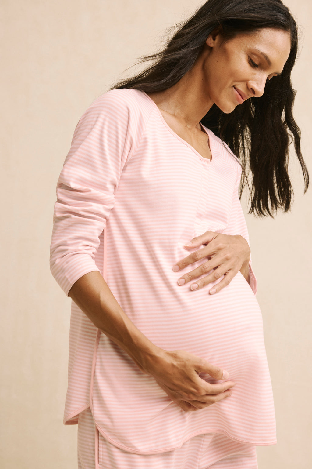Pima Maternity Long-Long Set in English Rose Stripe - Main Image 1