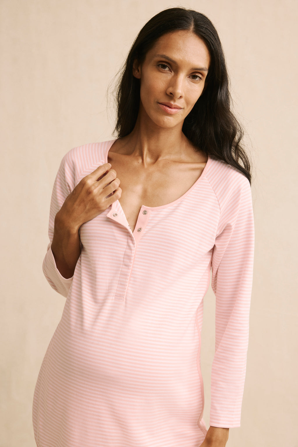 Pima Maternity Long-Long Set in English Rose Stripe - Main Image 3