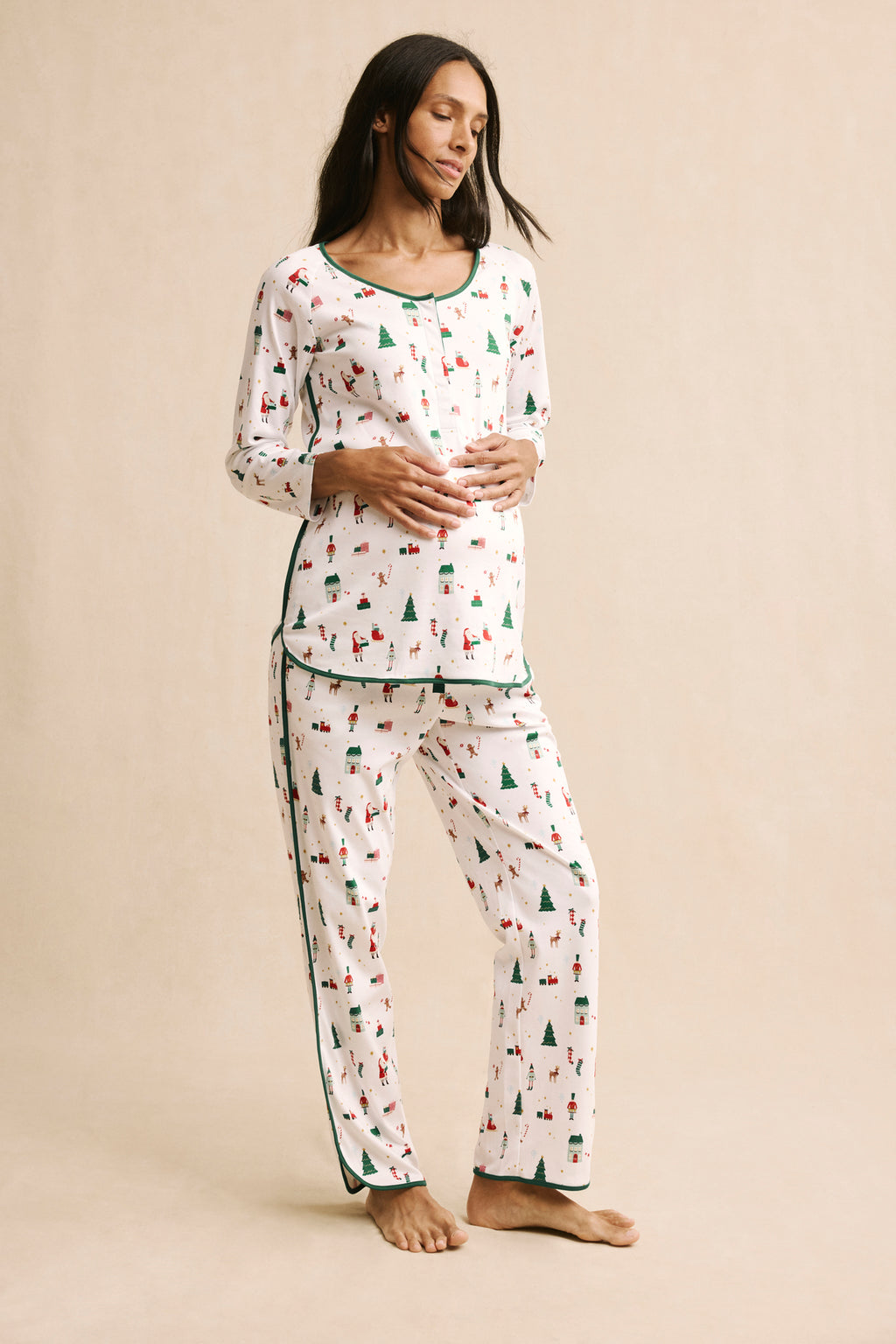 Pima Maternity Long-Long Set in Holly Jolly - Main Image 2