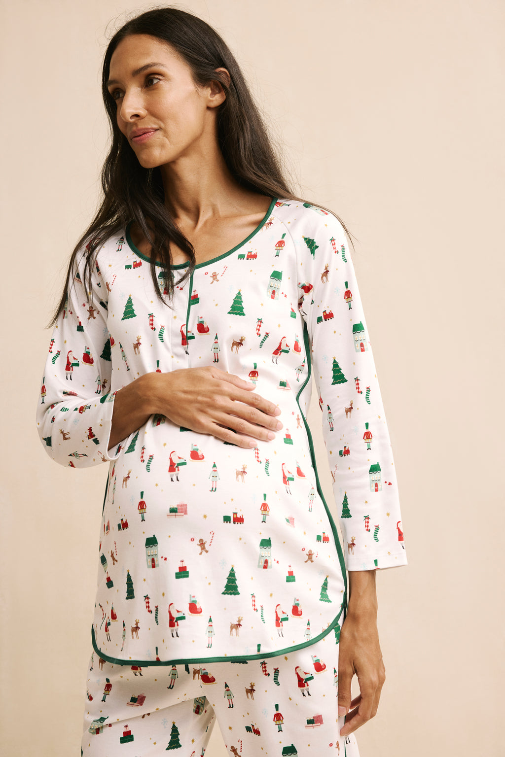Pima Maternity Long-Long Set in Holly Jolly - Main Image 1