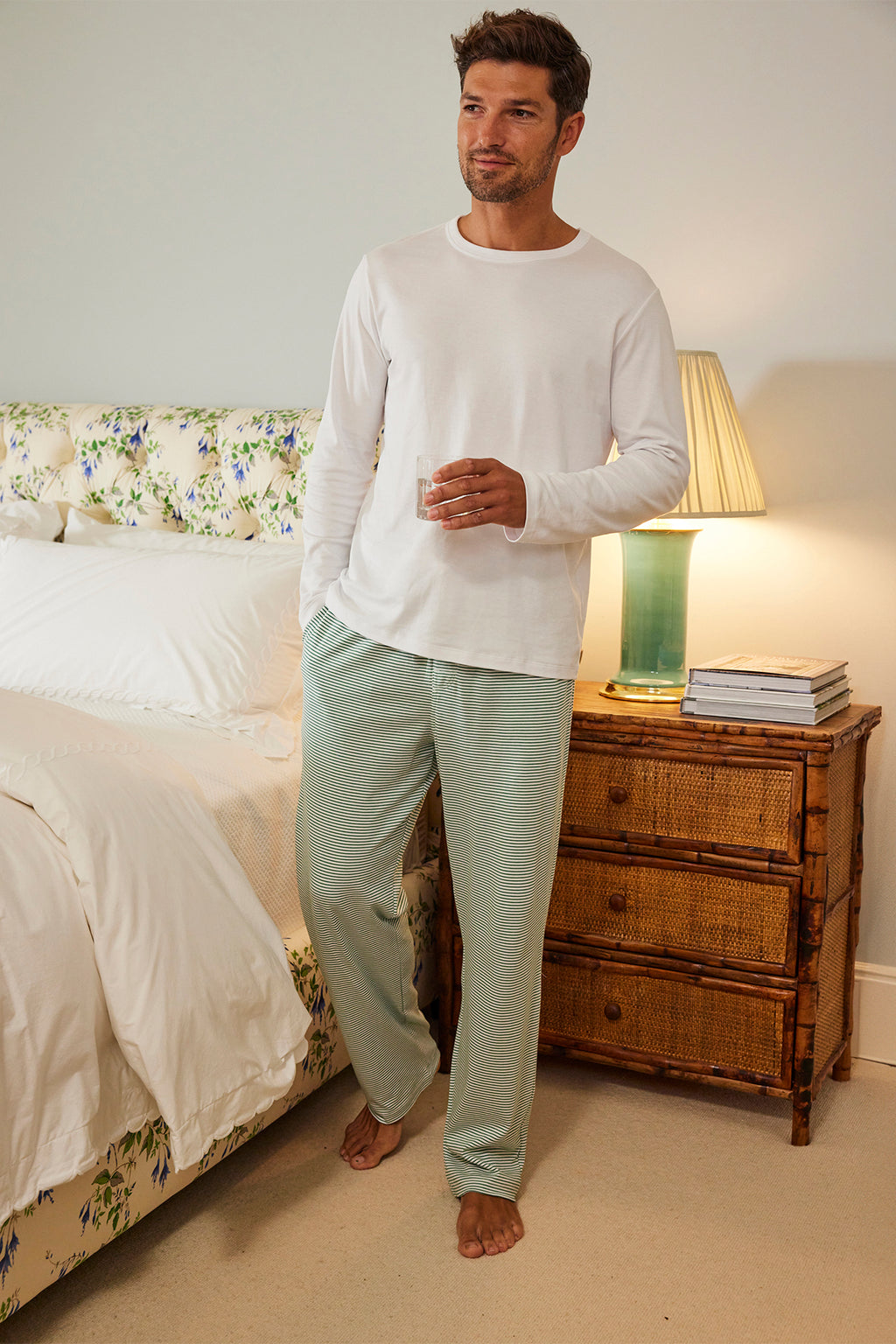 Men's Pima Sleep Long-Long Set in Classic Green - Main Image 1