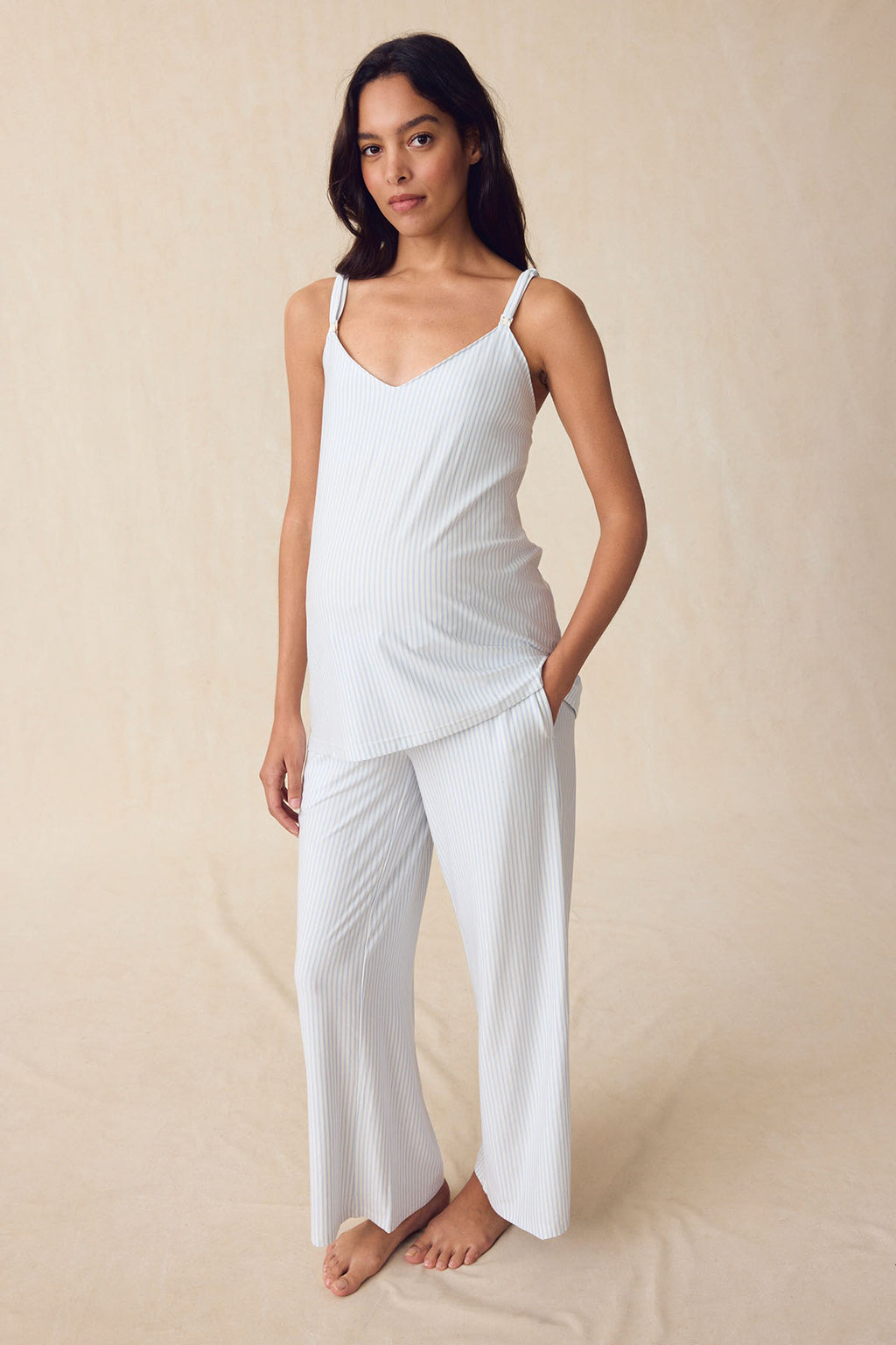 Maternity DreamModal™ Kimono Three-Piece Set in Fog - Main Image 3