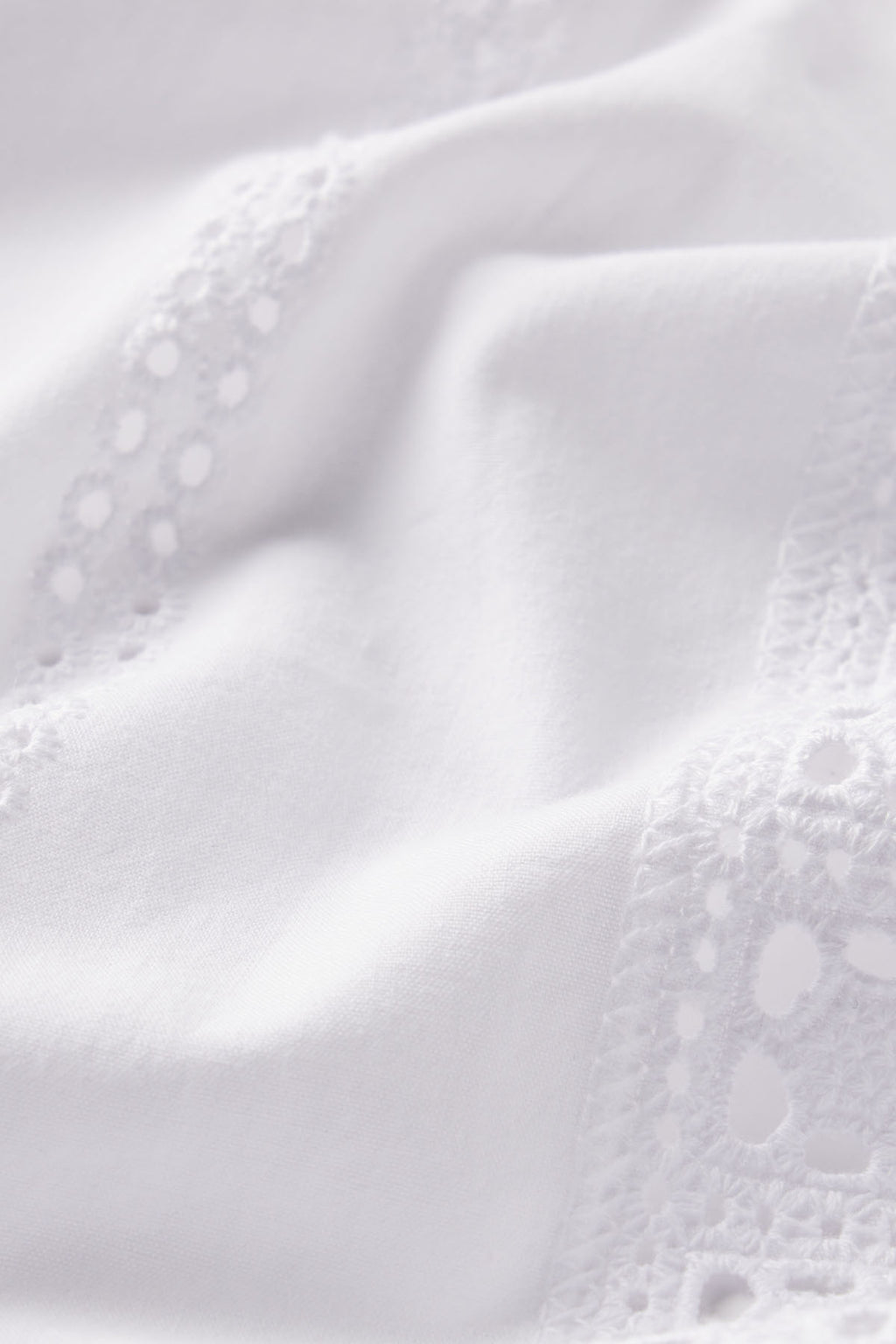 Close-up of the Cafe Shorts Set in White Eyelet, a women