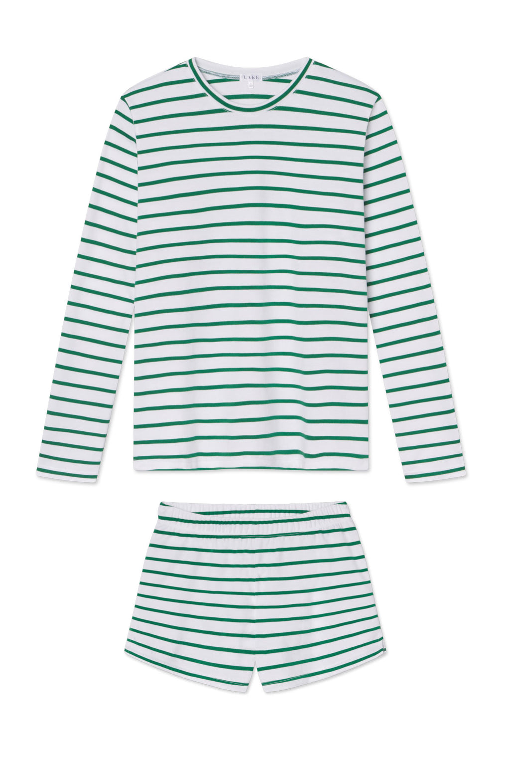 Pima Crew Long-Short Set in Classic Green Anchor Stripe - Featured Image 4