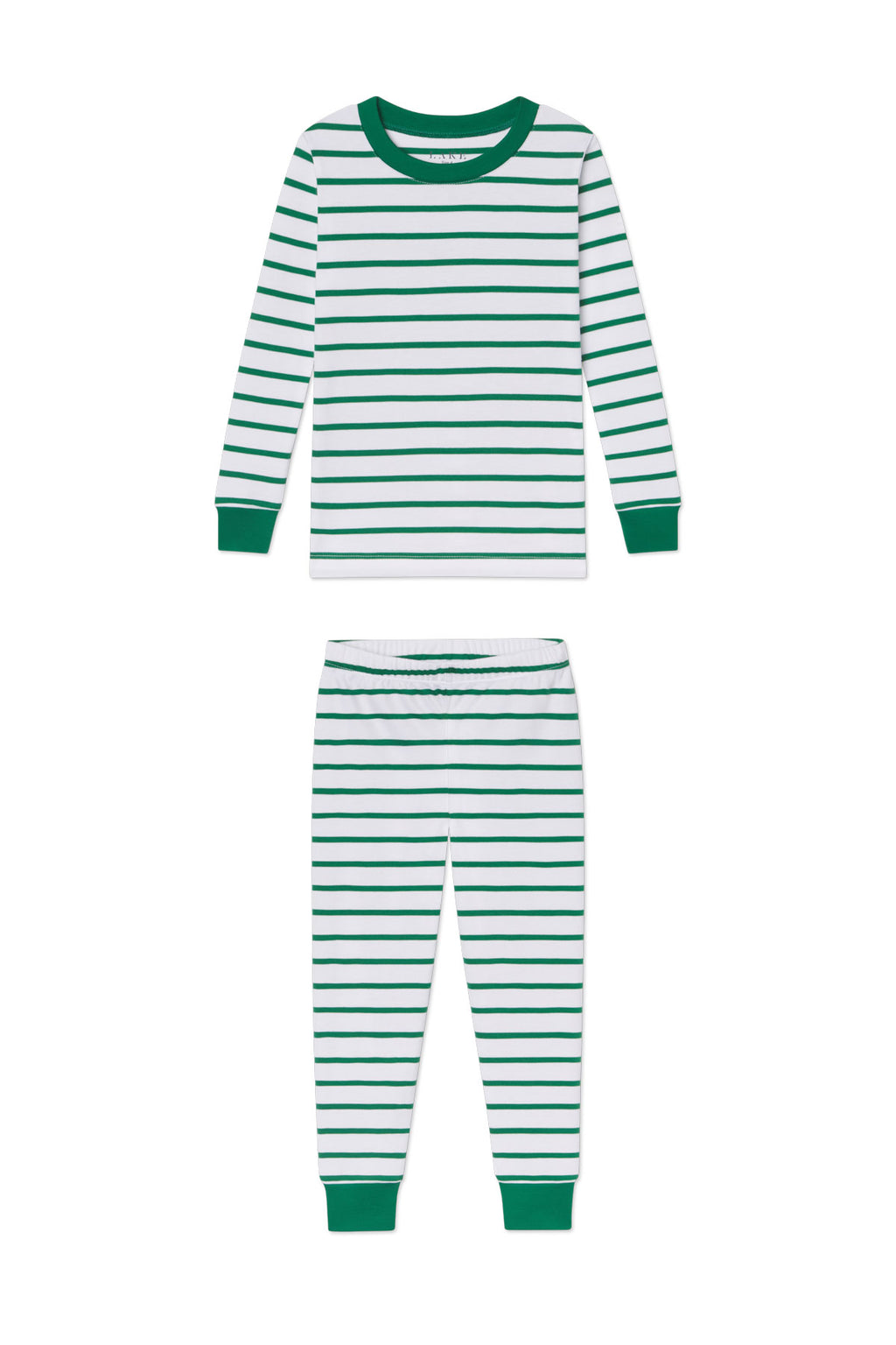 Kids Long-Long Set in Classic Green Anchor Stripe - Featured Image 3