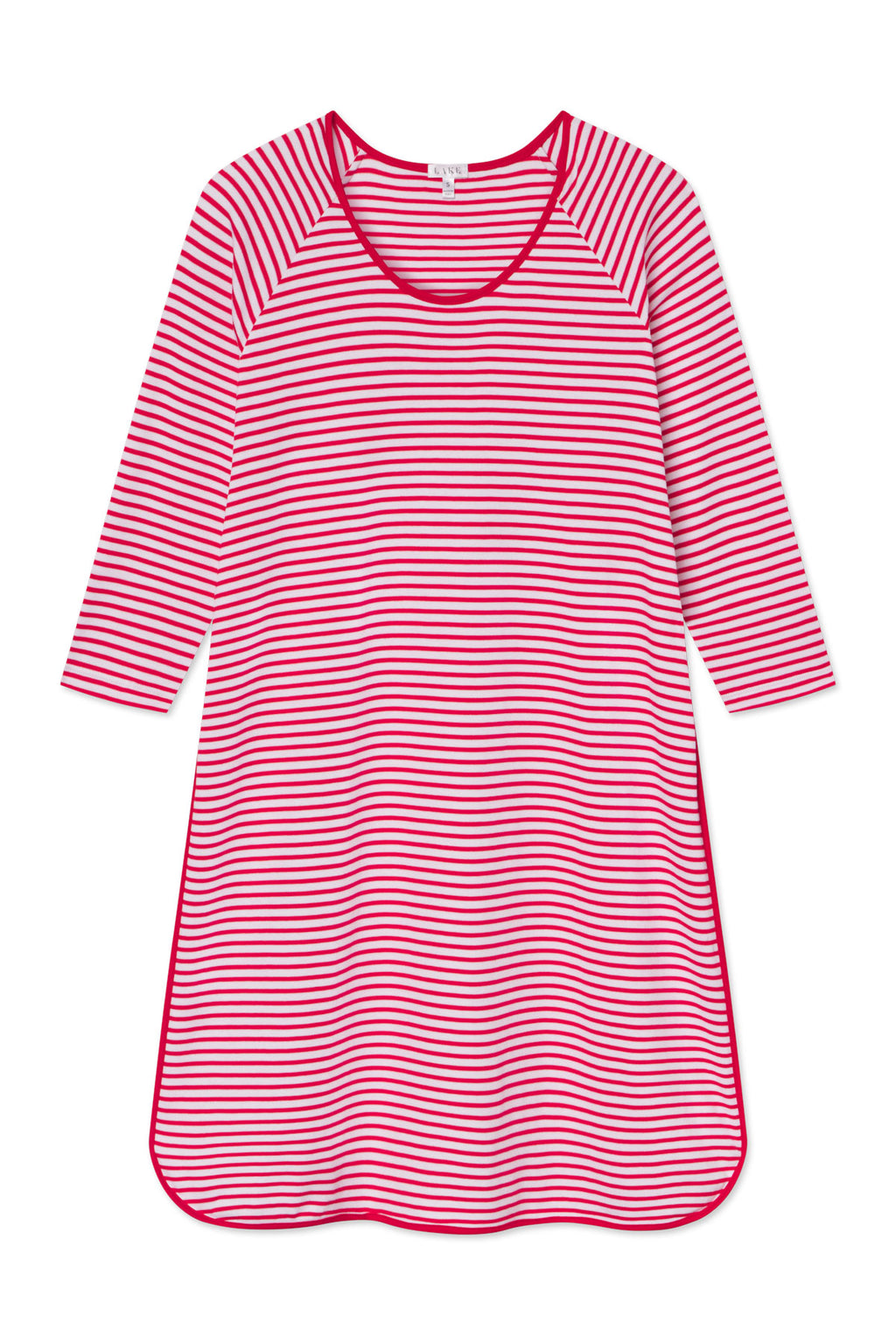 Pima Long Sleeve Nightgown in Classic Red Voyager Stripe - Featured Image 4