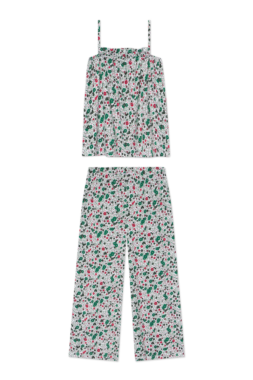 Pima Ruffle Pants Set in Classic Green Vivian Floral - Featured Image 4