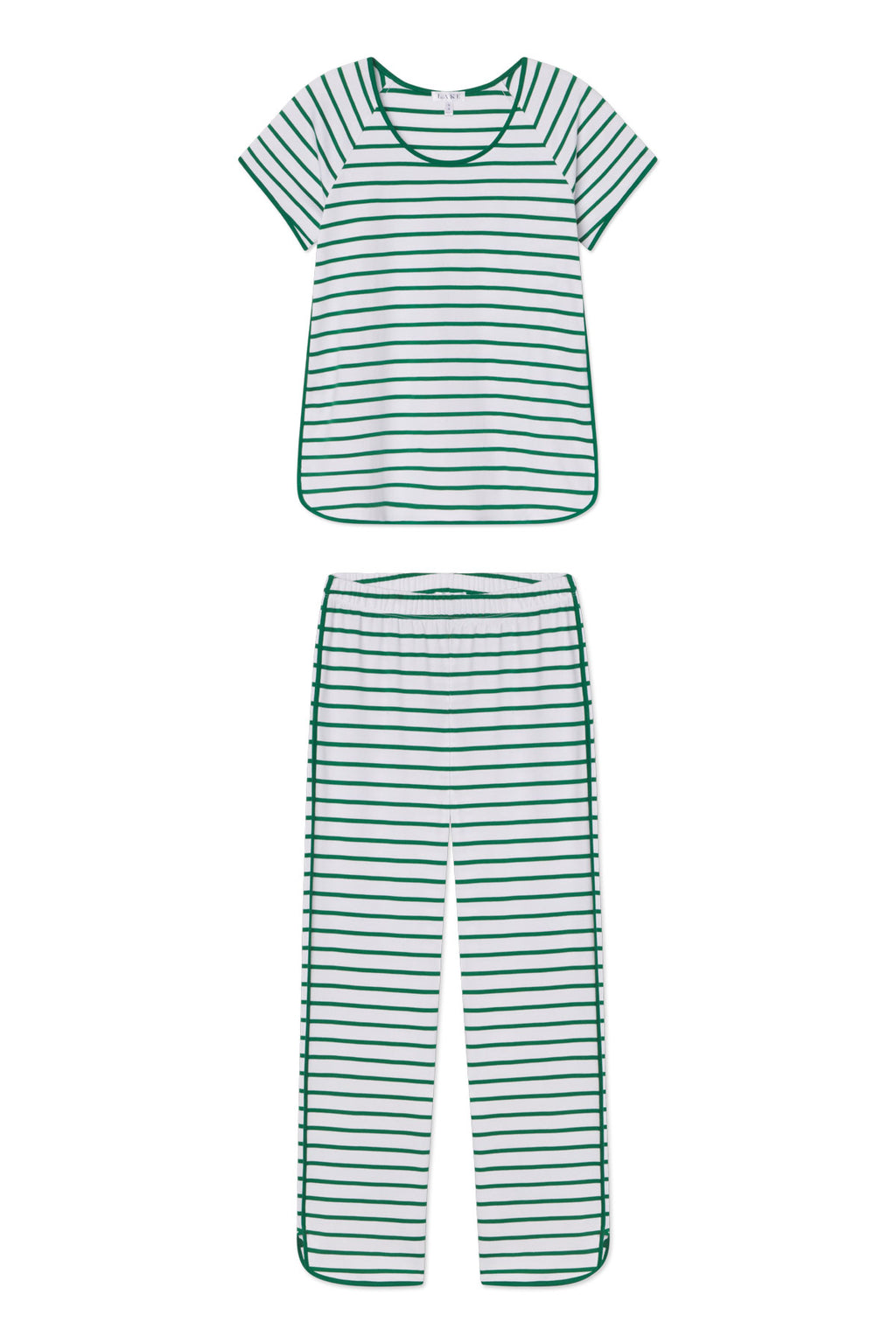 Pima Short-Long Set in Classic Green Anchor Stripe - Featured Image 4