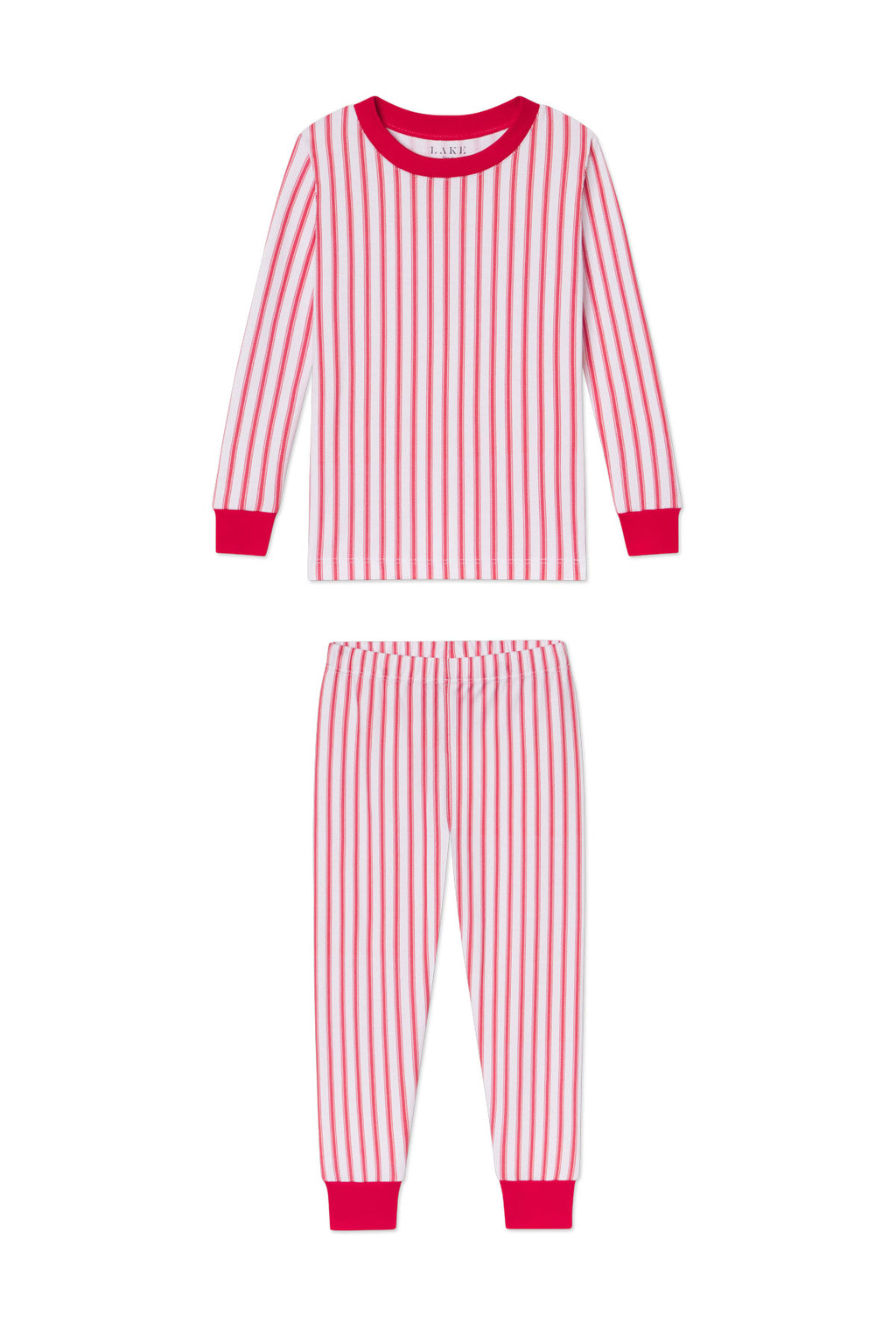 Kids Long-Long Set in Classic Red Ticking Stripe - Featured Image 3