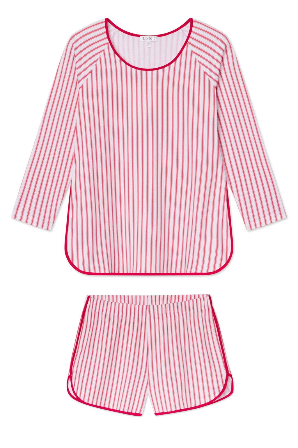 Pima Long-Short Set in Classic Red Ticking Stripe - Featured Image 4