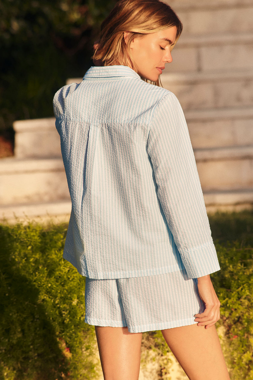 Georgie Pocket Shorts Set in Salt Spray Seersucker - Main Image 2