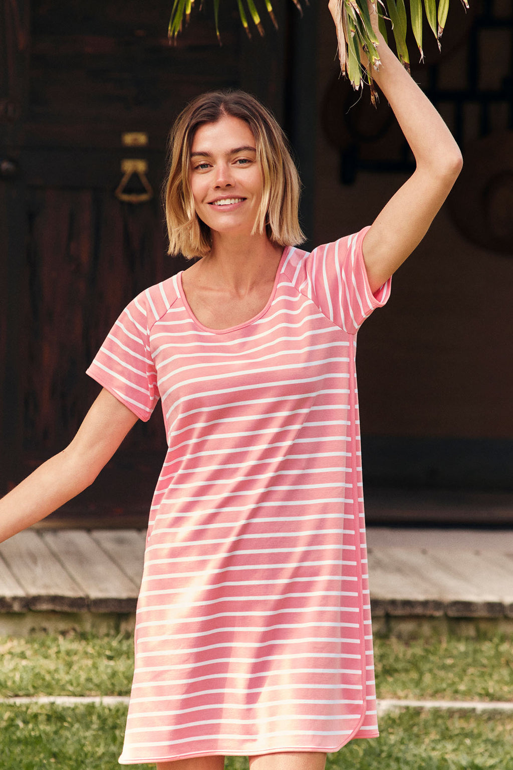 Pima Nightgown in Gelato Inverse Anchor Stripe - Main Image 1