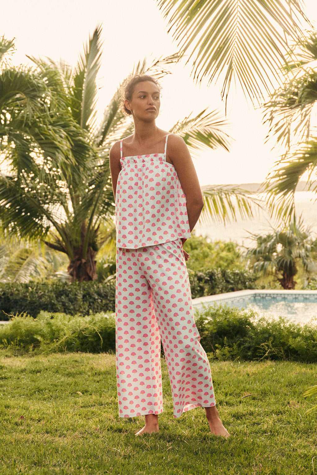 Pima Ruffle Pants Set in Gelato Scallop Shell - Main Image 3