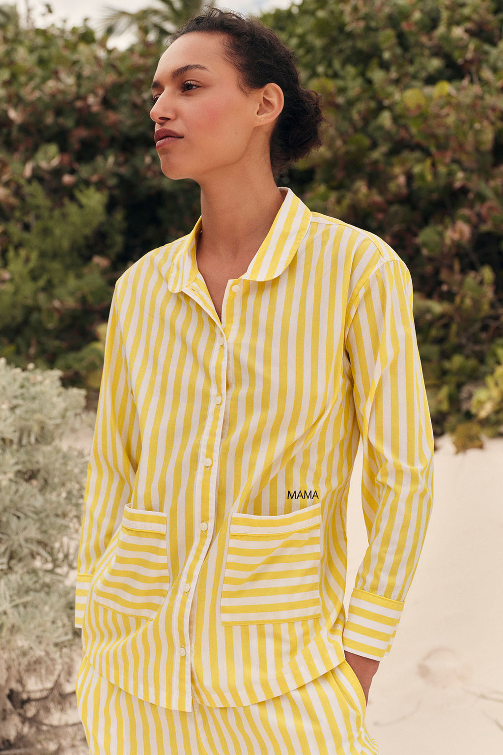 Poplin Piped Long-Long Set in Zest Beam Stripe - Main Image 3